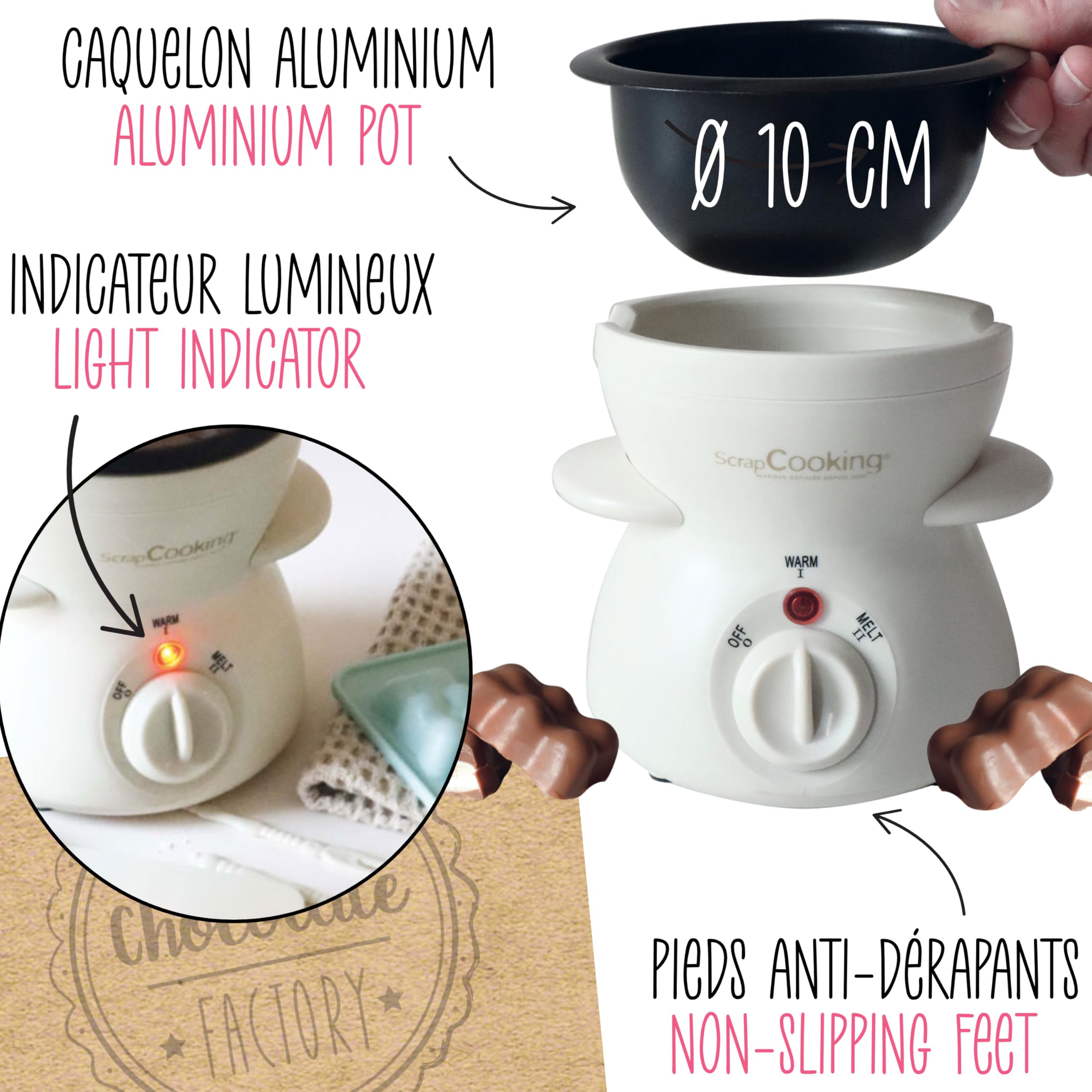 ScrapCooking - Máquina Fondue de Chocolate - Chocolate Factory - Para 2 a 4 Personas - Fuente de Chocolate Eléctrica - Idea de Regalo para Repostería y Cocina - 3895
