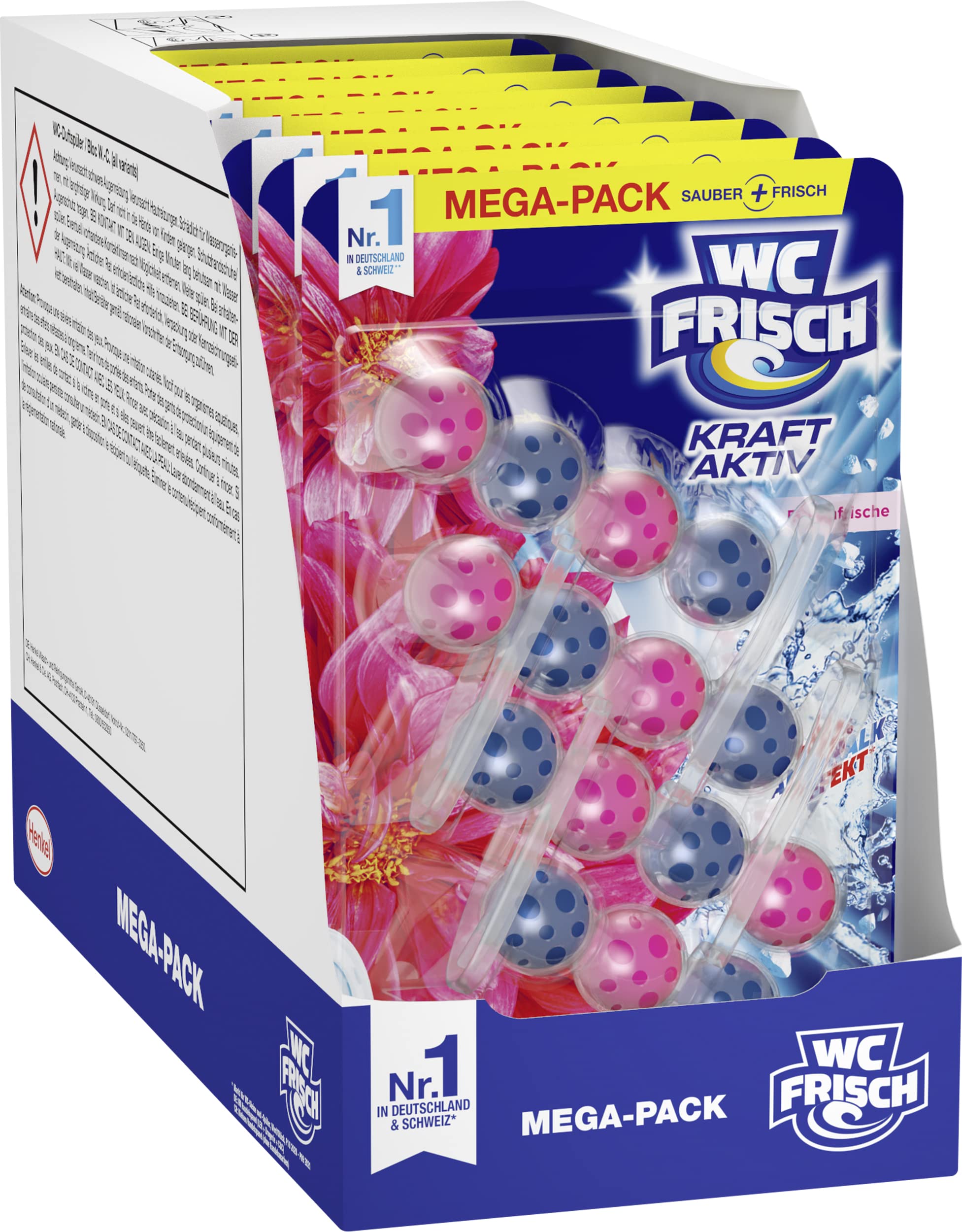 WC FRISCH Kraft Aktiv Duftspüler Blüten-Frische (9 x 200 g) 1800 g, WC Reiniger für Reinigung bei jeder Spülung, Duftsteine für langanhaltend frischen Duft, + 50% Anti-Kalk Effekt*