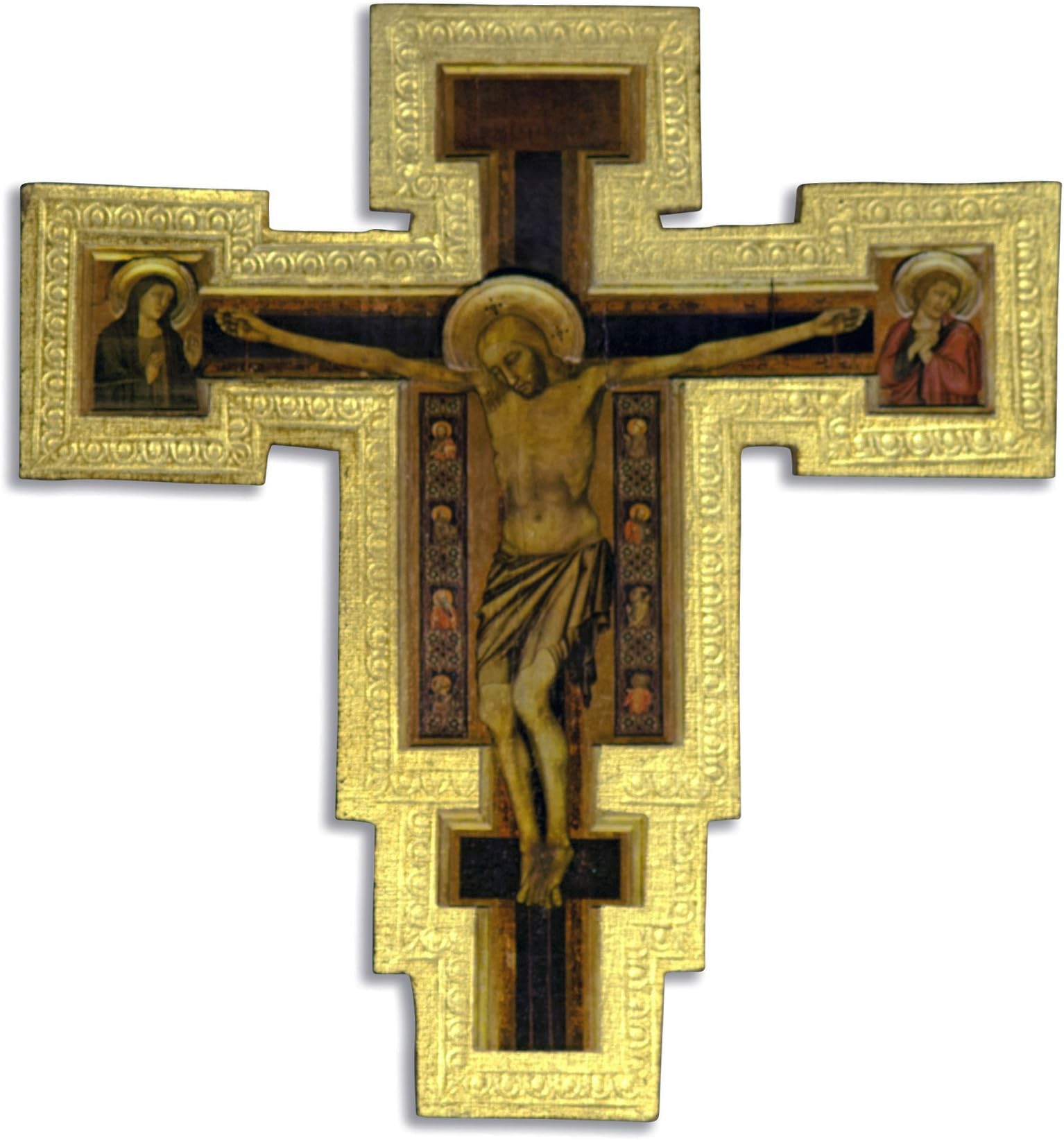 Catholic Wall Crucifix with Gold Border and Wall Hook - Made in Italy (Giotto)