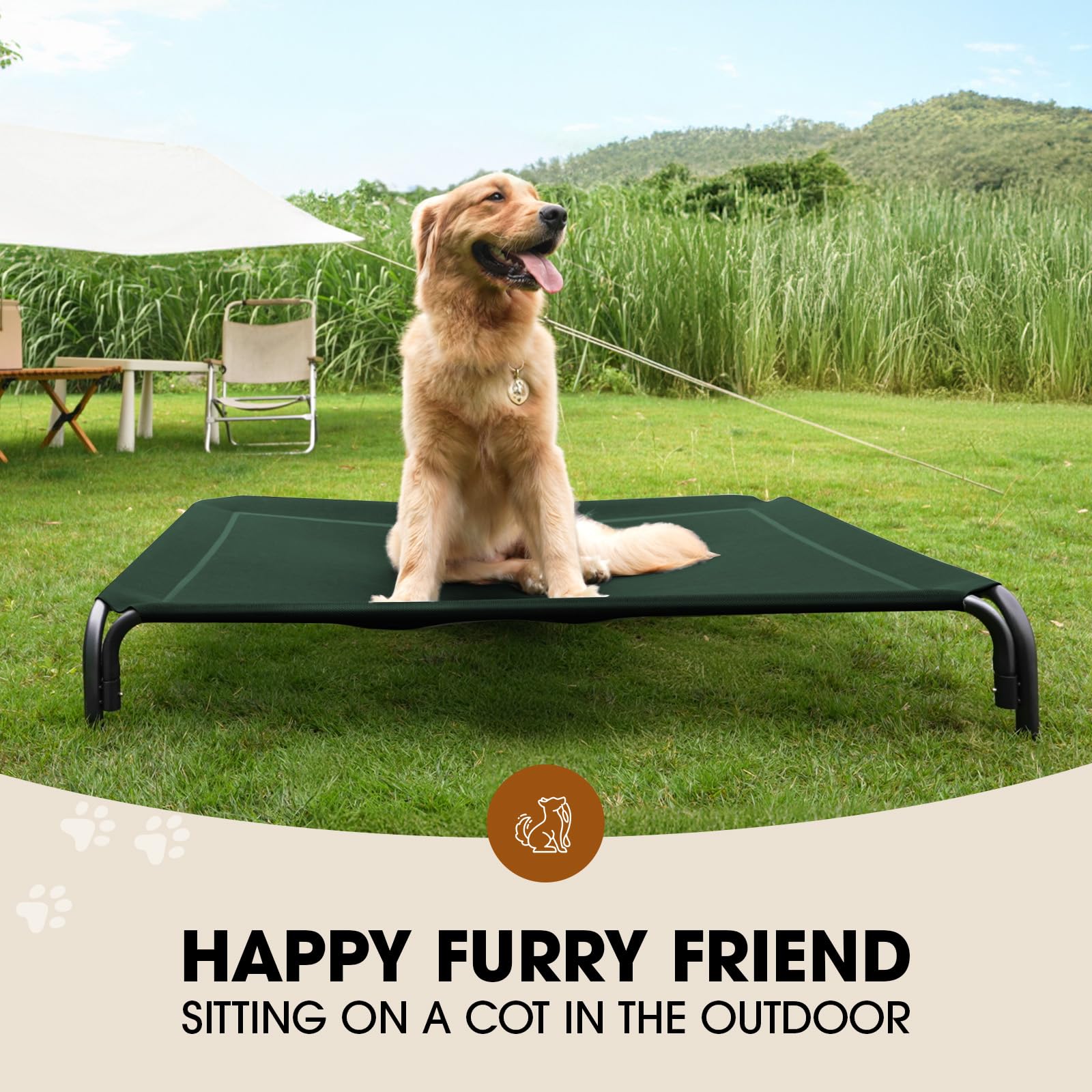 SIEMOUR Erhöhtes Hundebett XL Für Große Hunde - Atmungsaktives Netz, Waschbar, Rutschfeste Füße, Indoor & Outdoor