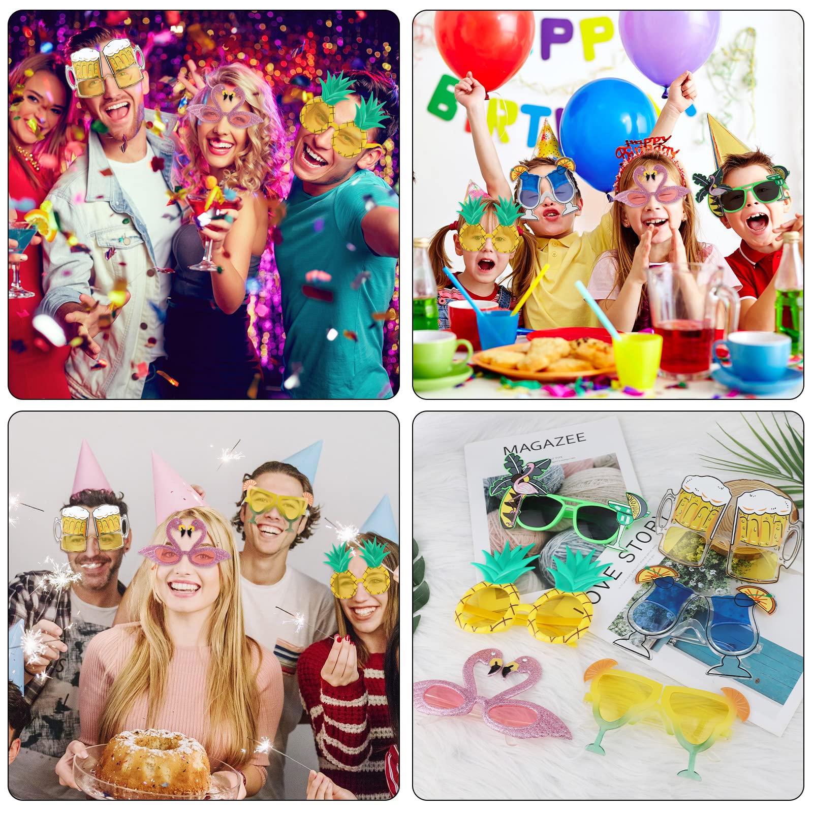 Lunettes De Soleil Drôles - Lot De 9 Paires - Accessoire Fête Hawaii - Pour Enfants Et Adultes