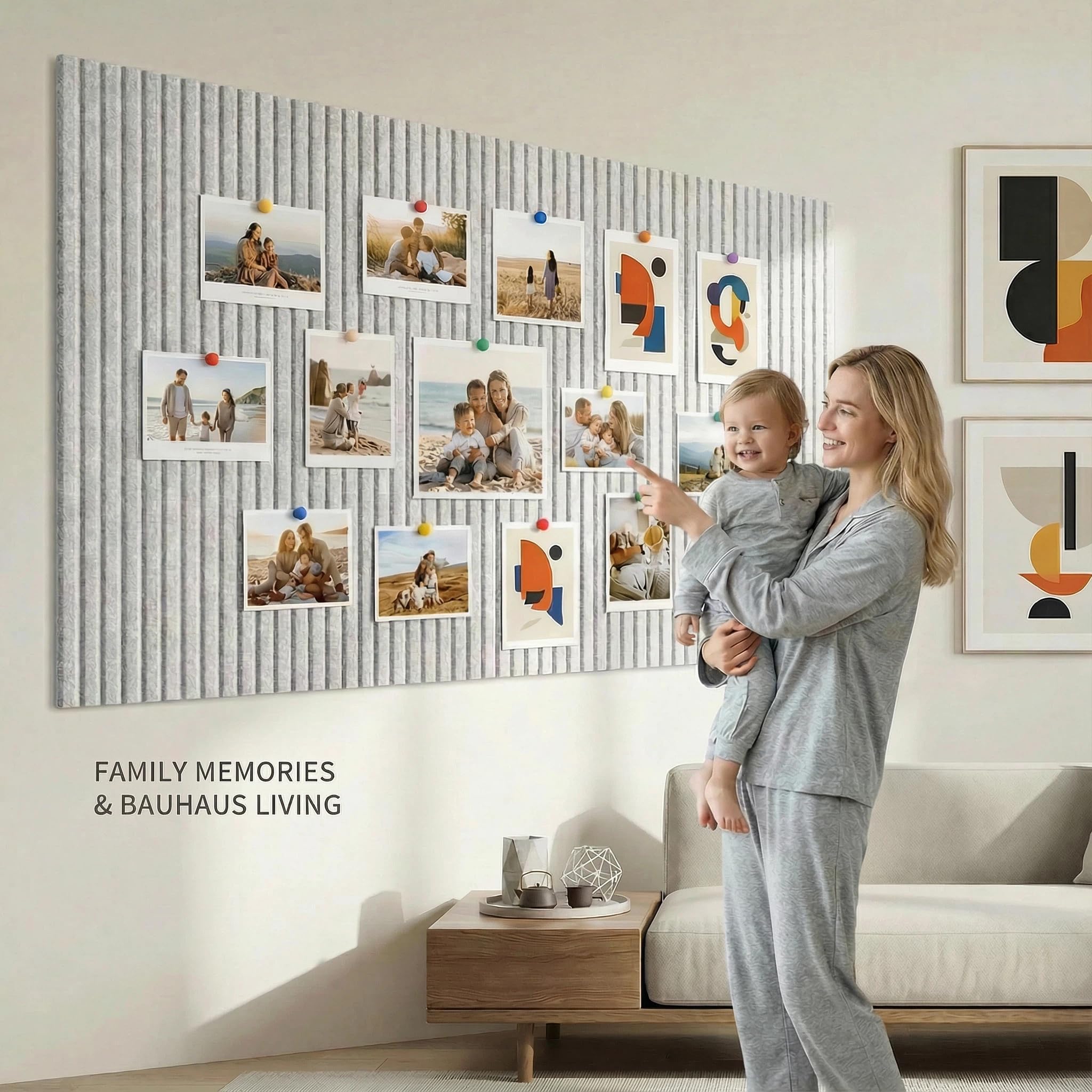 Grande bacheca autoadesiva in feltro, 60 x 40 cm, moderna bacheca autoadesiva e in sughero alternativa in feltro spesso, versatile per ufficio, cucina e come decorazione da parete, grigio chiaro
