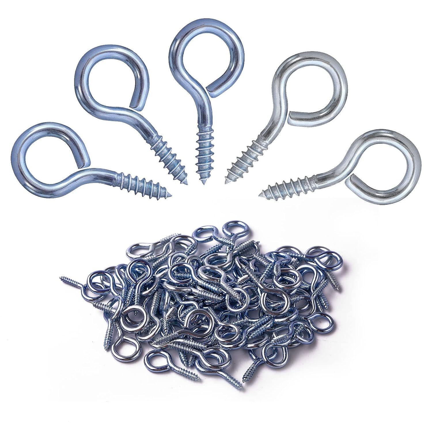 SAVITA 120pcs Eye Screw Hooks, Carbon Steel Screw Eye Pins Assortment