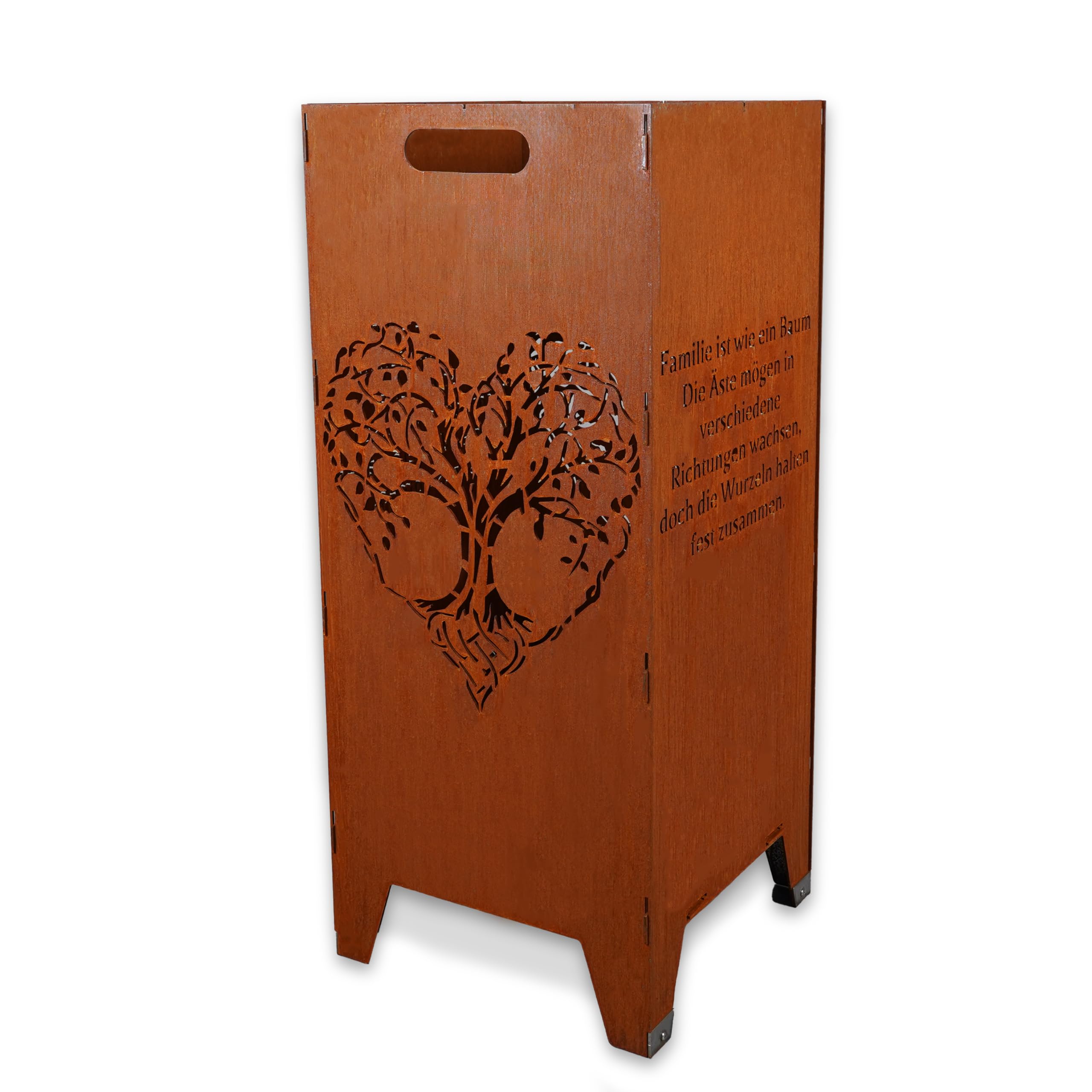 Grillrost.com Das Original Tonneau à feu enfichable Arbre en Acier avec Pieds en Acier Inoxydable - Colonne à feu repensée, y Compris adaptateurs d'appui pour brasero planchan