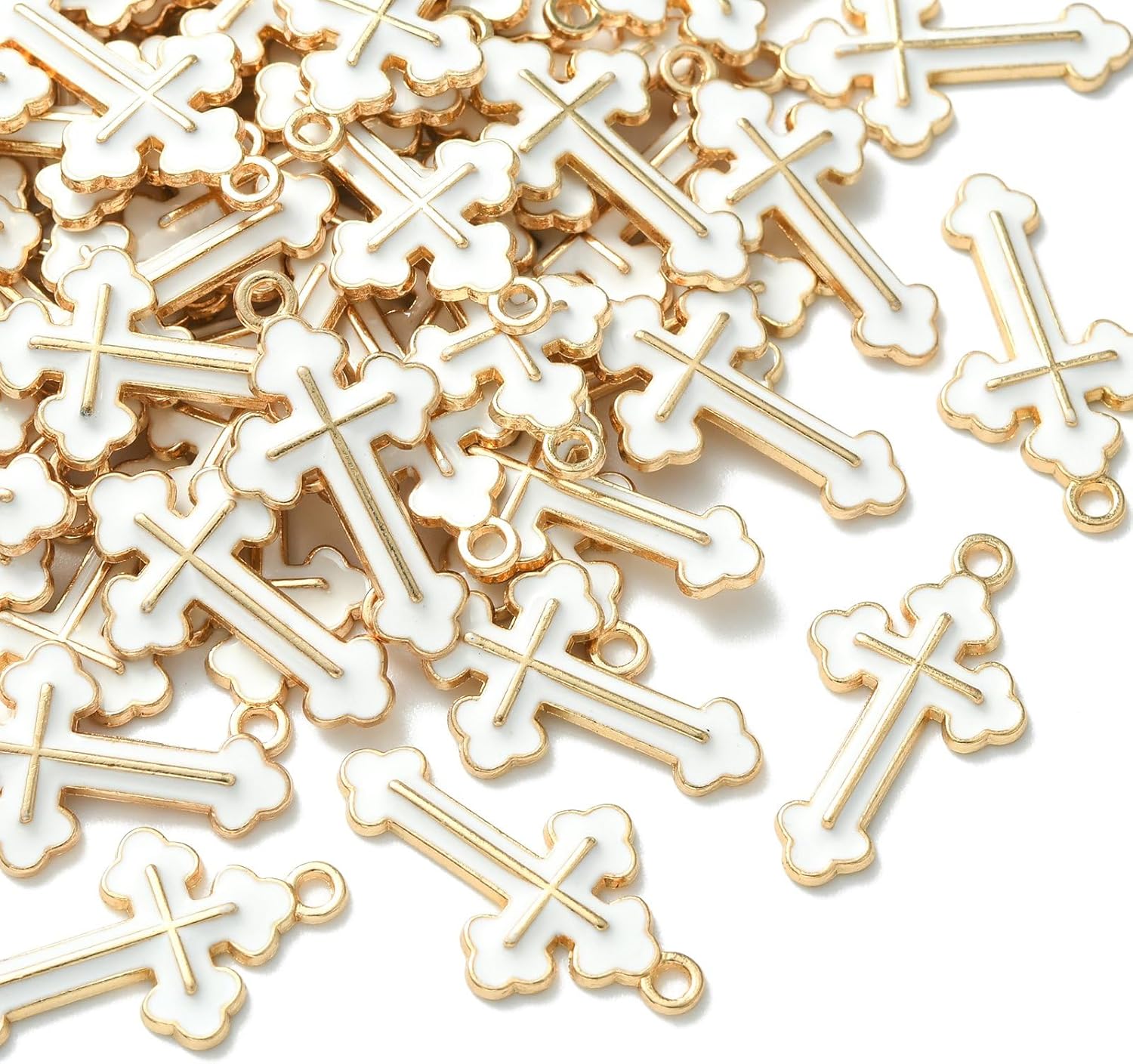 KitBeads 100pcs Enamel White Cross Charms Religion Christ Jesus Crucifix Charms for Jewelry Making Bracelets Necklace Earrings Crafts Bulk - Image 9