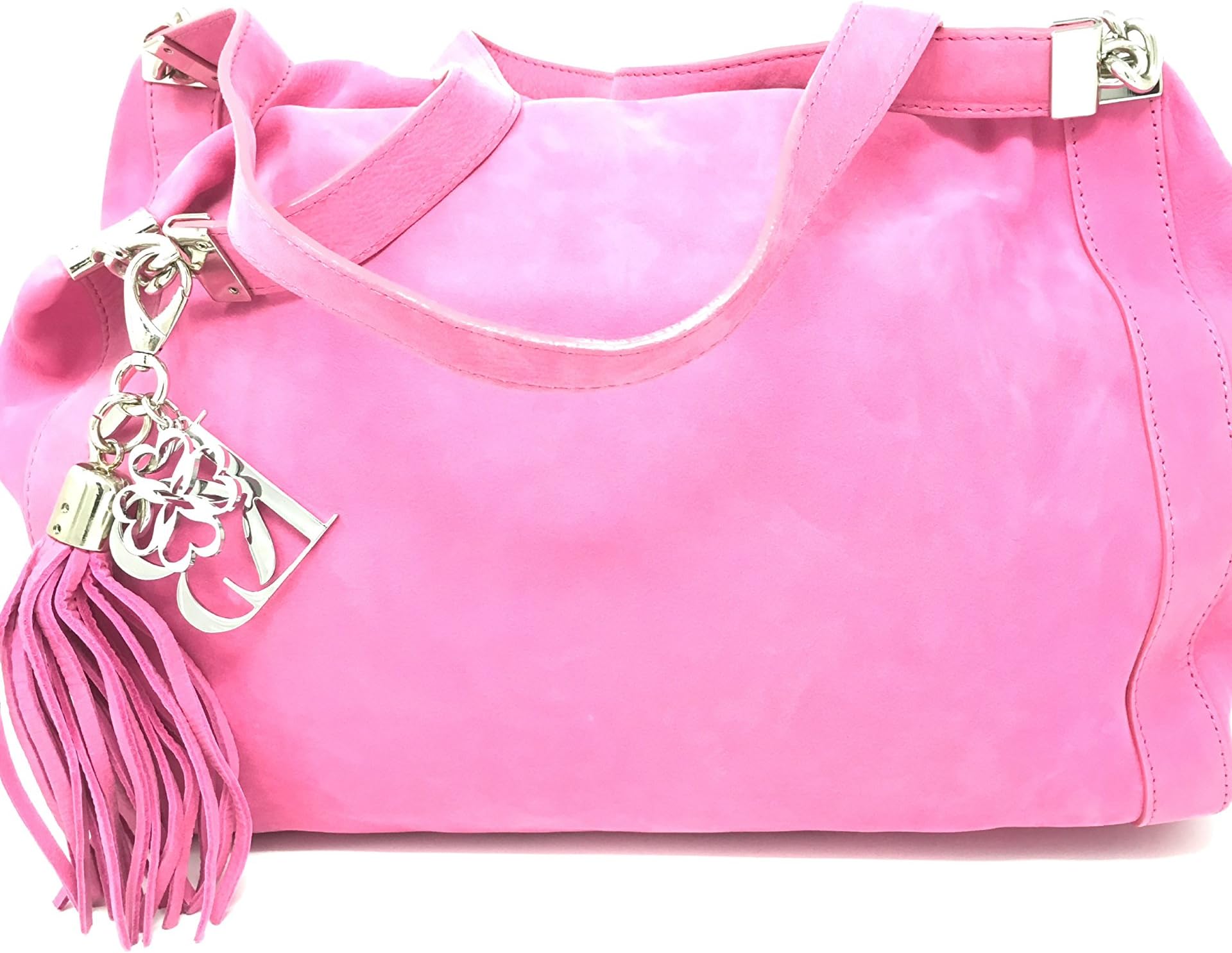 LK Bennet100 Auth LK Bennett Nicole Suede Leather Shoulder Handbag Satchel Pink