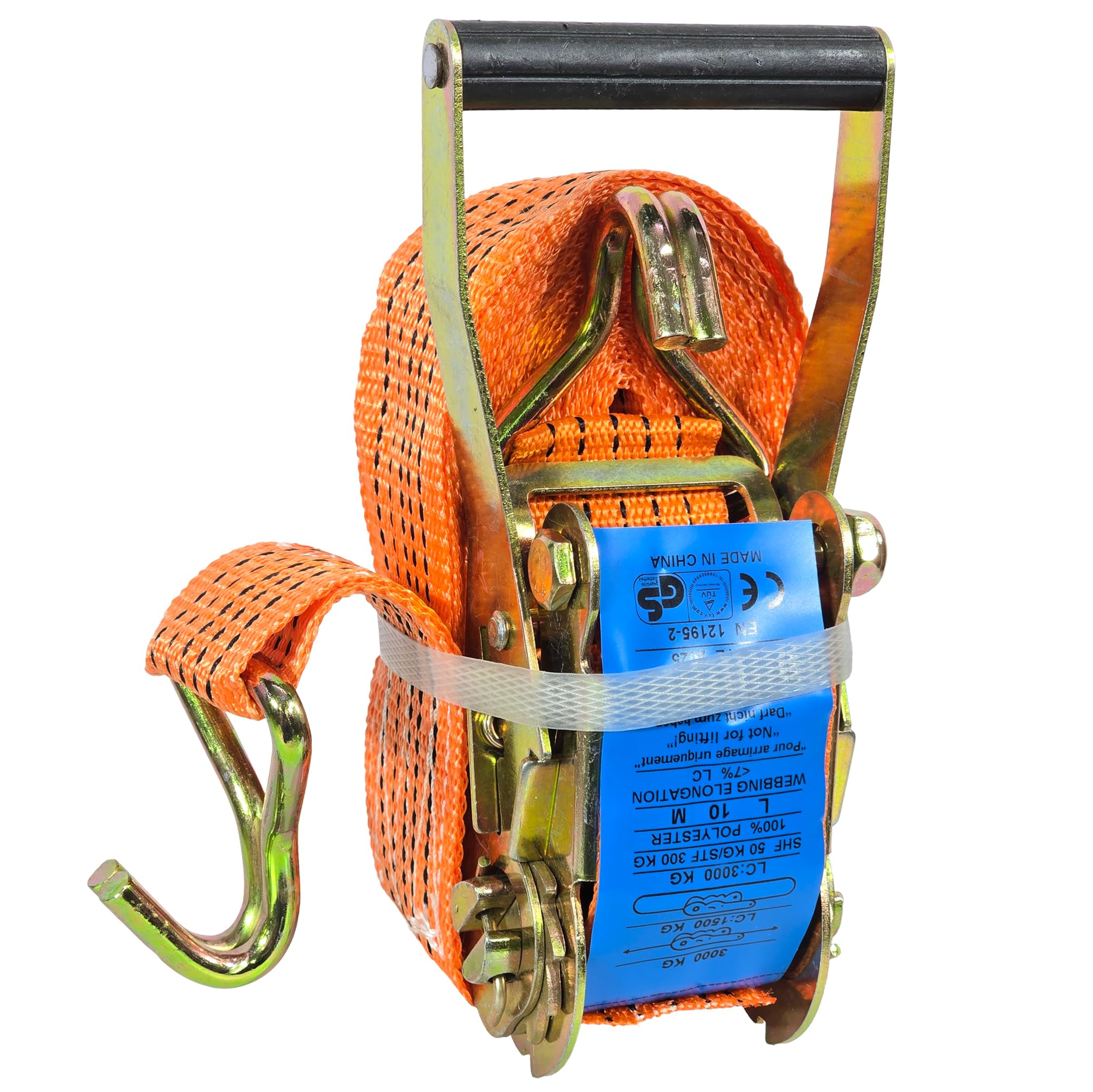 Digital Craft Heavy Duty 50mm x 10m Ratchet Lashing Belt, Strong Cargo Tie-Down Strap with Double J Hooks, Wear-Resistant Luggage & Load Securing Belt for Transport, Trucks & Logistics-image-25