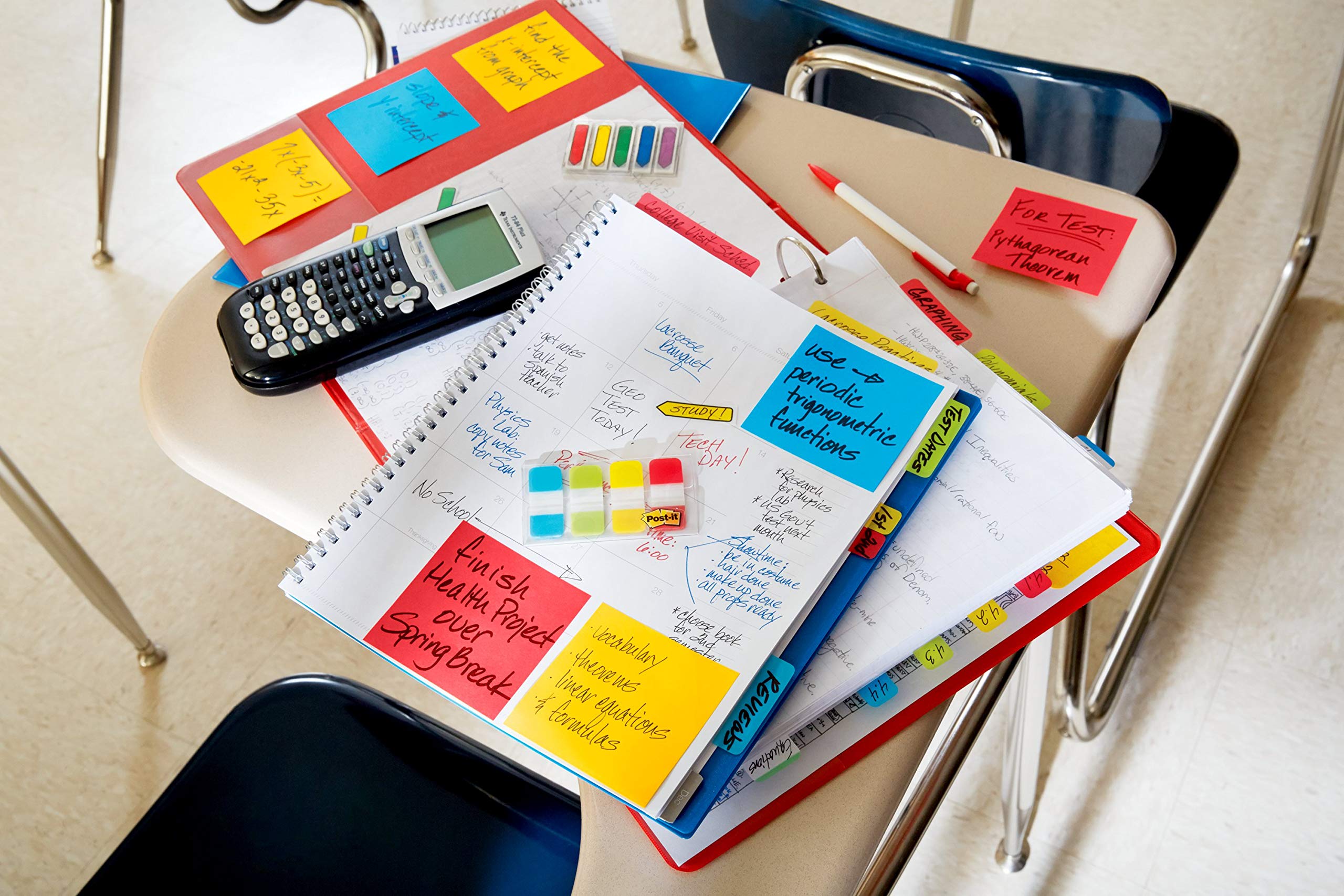 Post-it Notas s per adhesivas, paquete de valor para aula, 24 blocs/paquete, 2 unidades de la fuerza de pegado, 3 pulgadas x 3 pulgadas, colores brillantes (654-24SSAN-BUS)