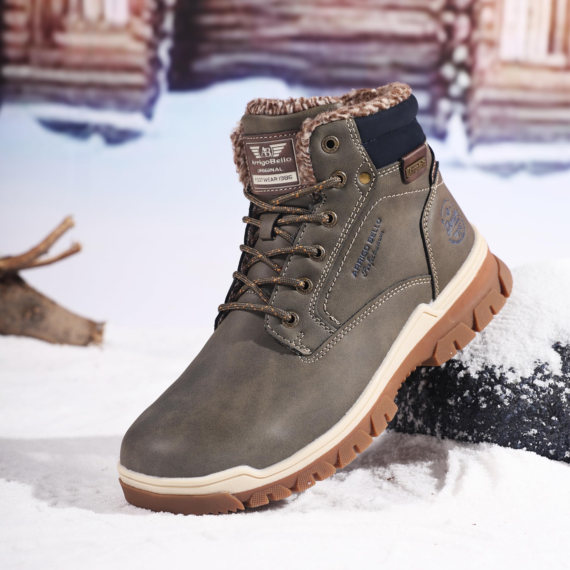 ARRIGO BELLO Stivali Uomo Invernali Scarpe Inverno Calda Foderato Montagna Antiscivolo Trekking Boots Scarponcini Neve Taglia 41-46EU