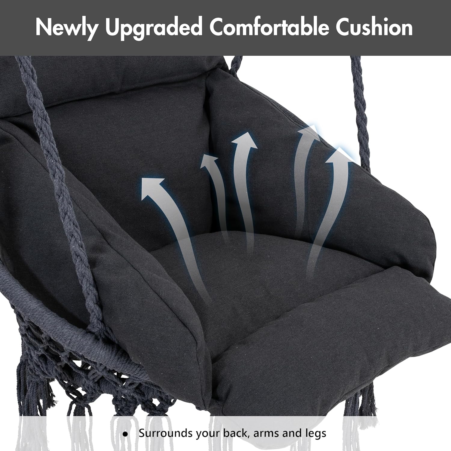 ANOW Hanging Swing Chair with Stand Included, Heavy Duty Hammock Chair with Stand and Removable Padded Cushion, Max 400 Lbs, Dark Grey 4 813Y0nJb3VL. AC SL1500