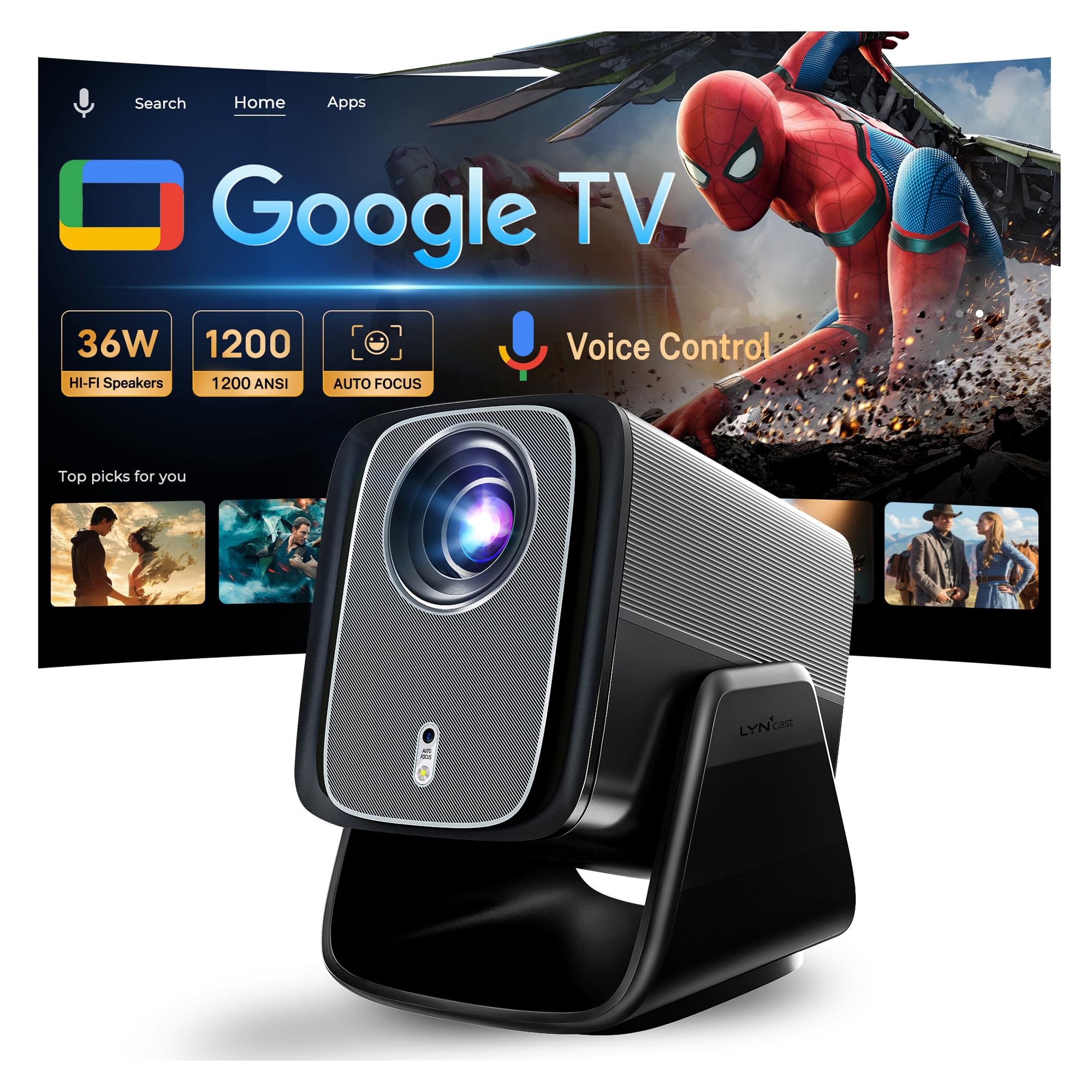 LYNCAST 1200 ANSI Google TV Projector