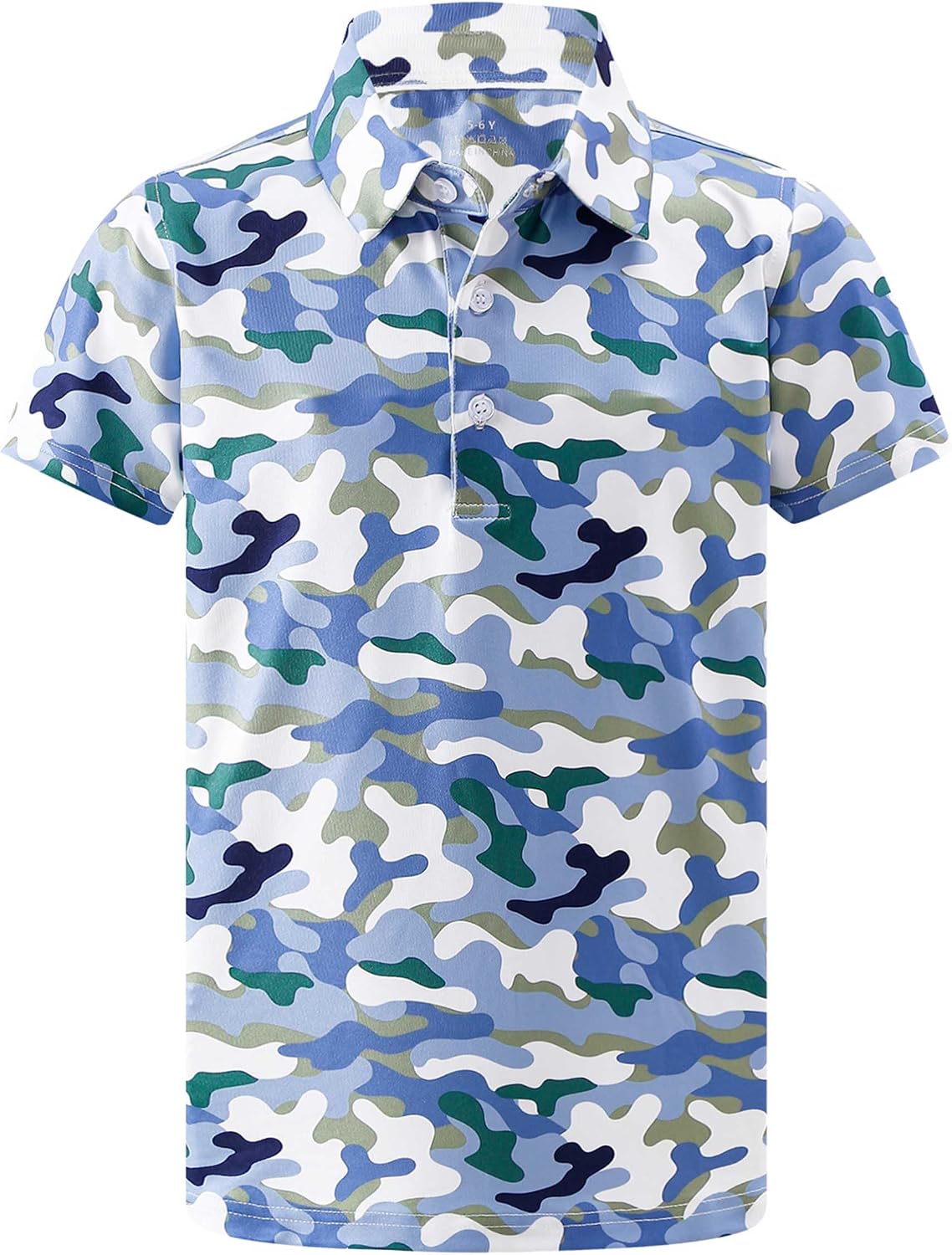 Boys Polo Shirt Short Sleeve Camo Print UPF 50+ Dry Fit Casual Collared Golf Shirts for Kids