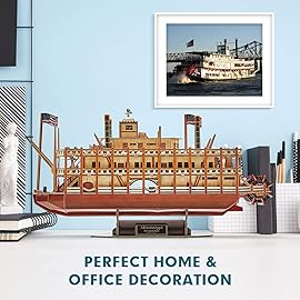 CubicFun 3D Puzzle Mississippi Steamboat Model Kit Gift for Kids and Adults, 142 Pieces
