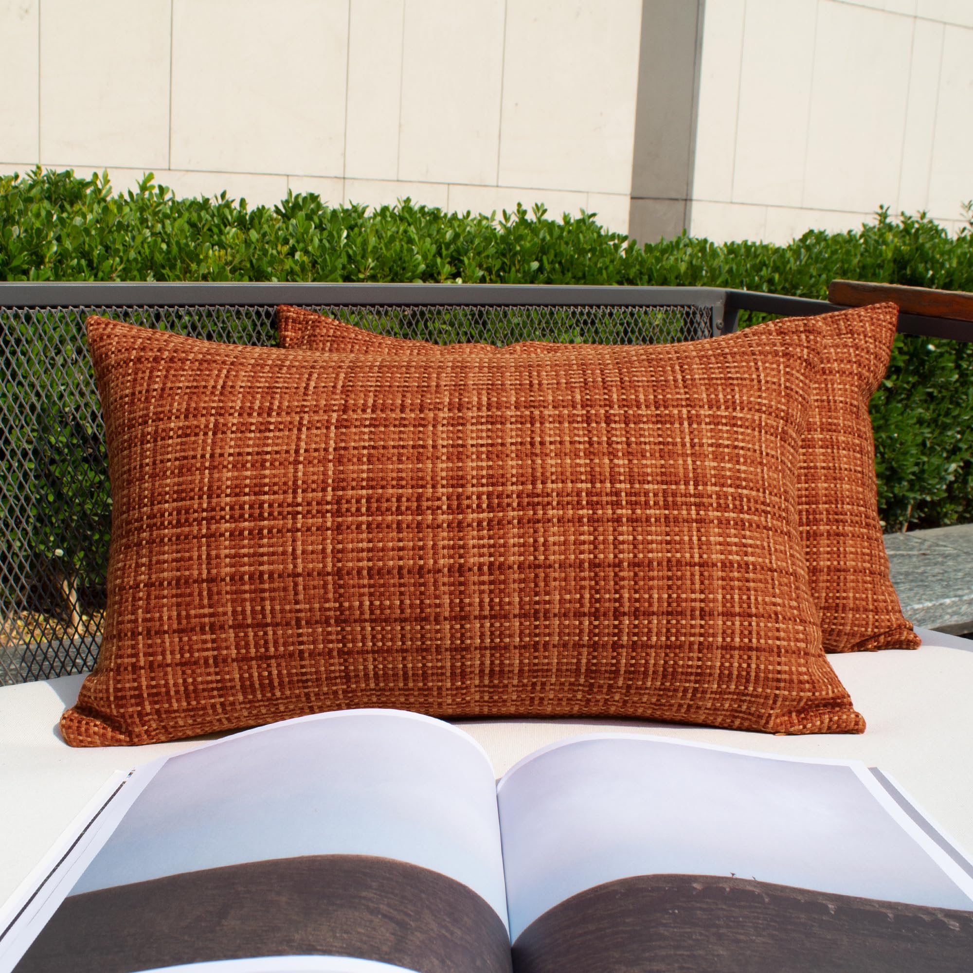 Photo 1 of Kevin Textile Outdoor Waterproof Pillow Covers 2 Pack, Burnt Orange