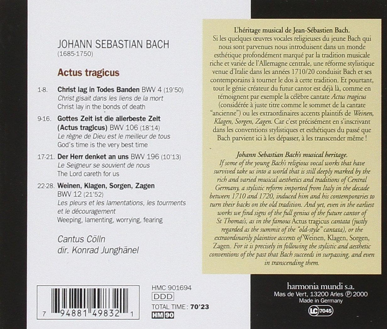 Bach: "Actus Tragicus" - Cantates BWV 4, 12, 106 & 196