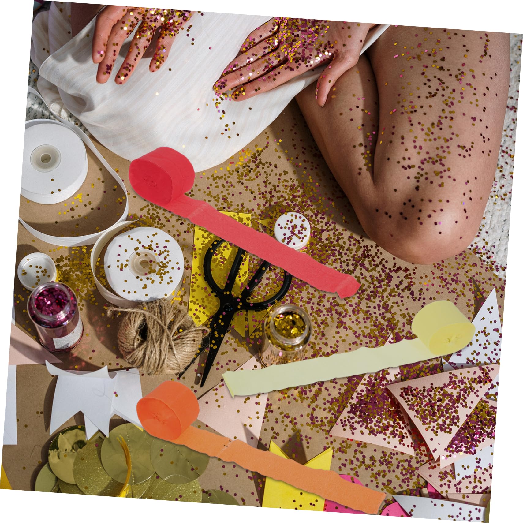 12 Rouleaux Papier Crépon Décoratif Automne - Banderoles Fête Orange Et Jaune - DIY Décoration Maison Et Fête D'automne