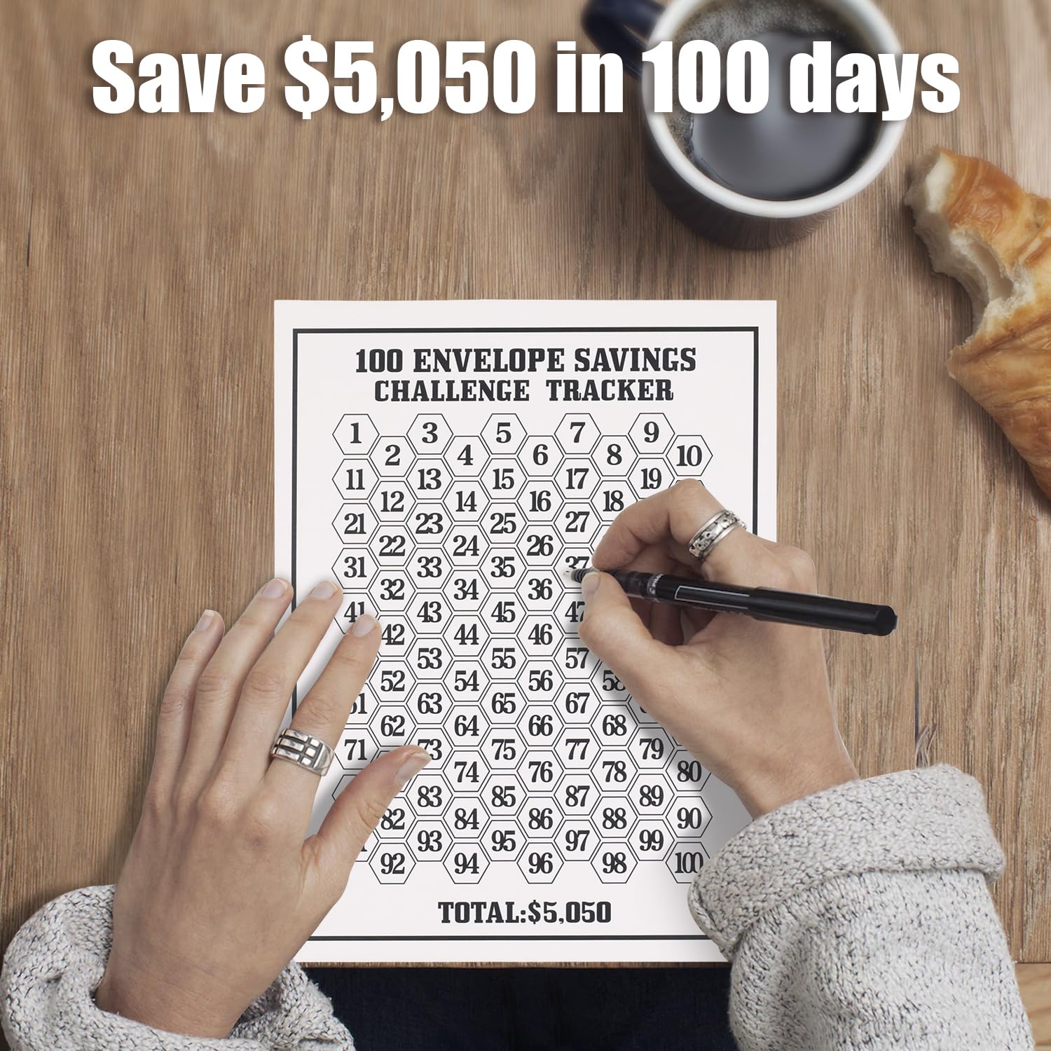 20 Sheets Money Saving Challenge Tracker, 7.9x5.9in Waterproof