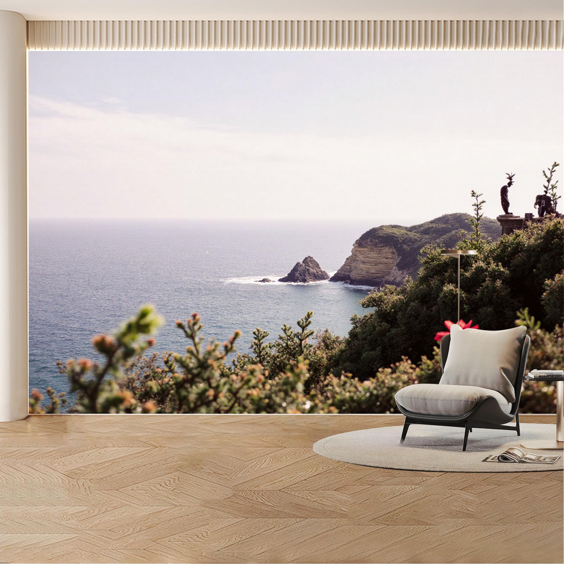 Custom Wall Mural Wallpaper Ocean Cliff Landscape Nature 3D Effect Wall Decor Large Wall Art Tropical Luxury Removable SelfAdhesive Large Photo for Living Room， Bedroom， Office
