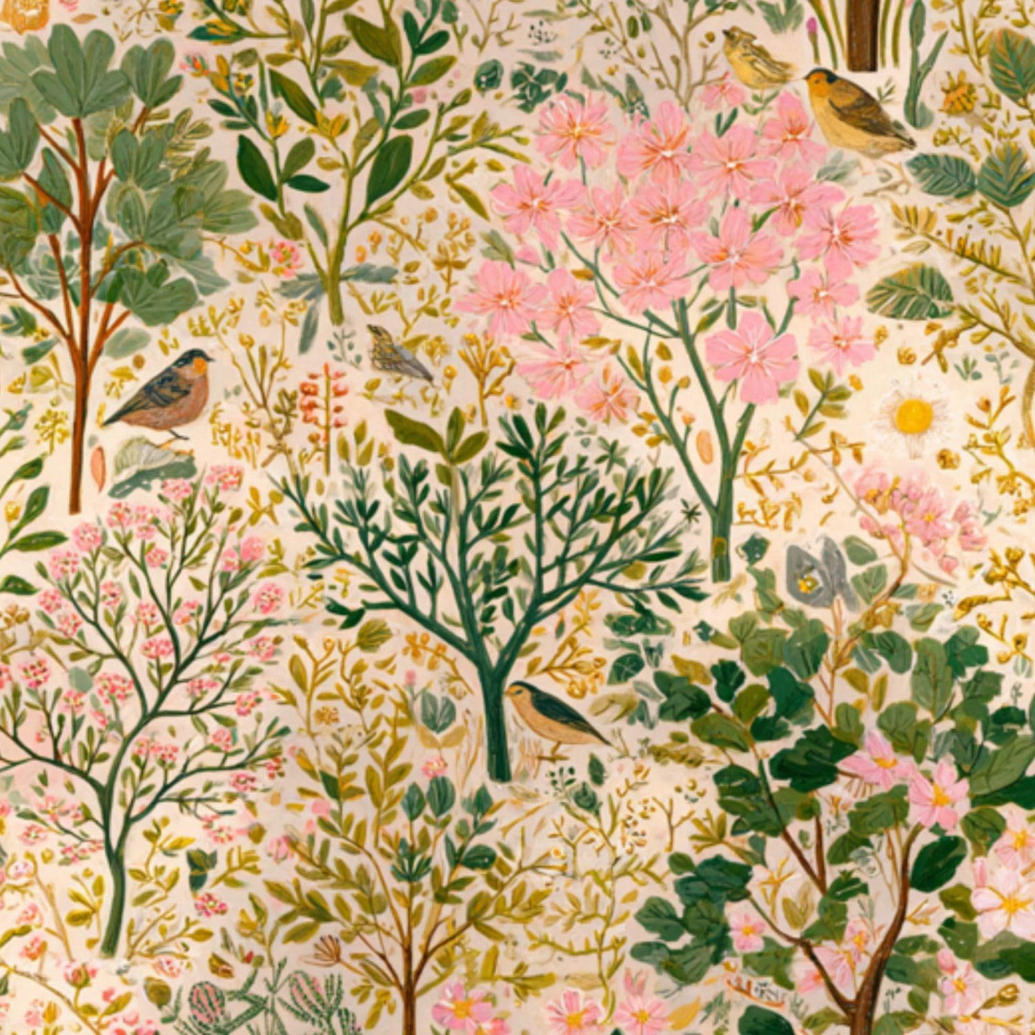 DERUINVAIO Self Adhesive Feature Removable Cottagecore Wildflower Vine Peel and Stick Vinyl Wallpaper Roll, Sticky Lining Paper for Bedroom, Living Room, Kitchen Walls