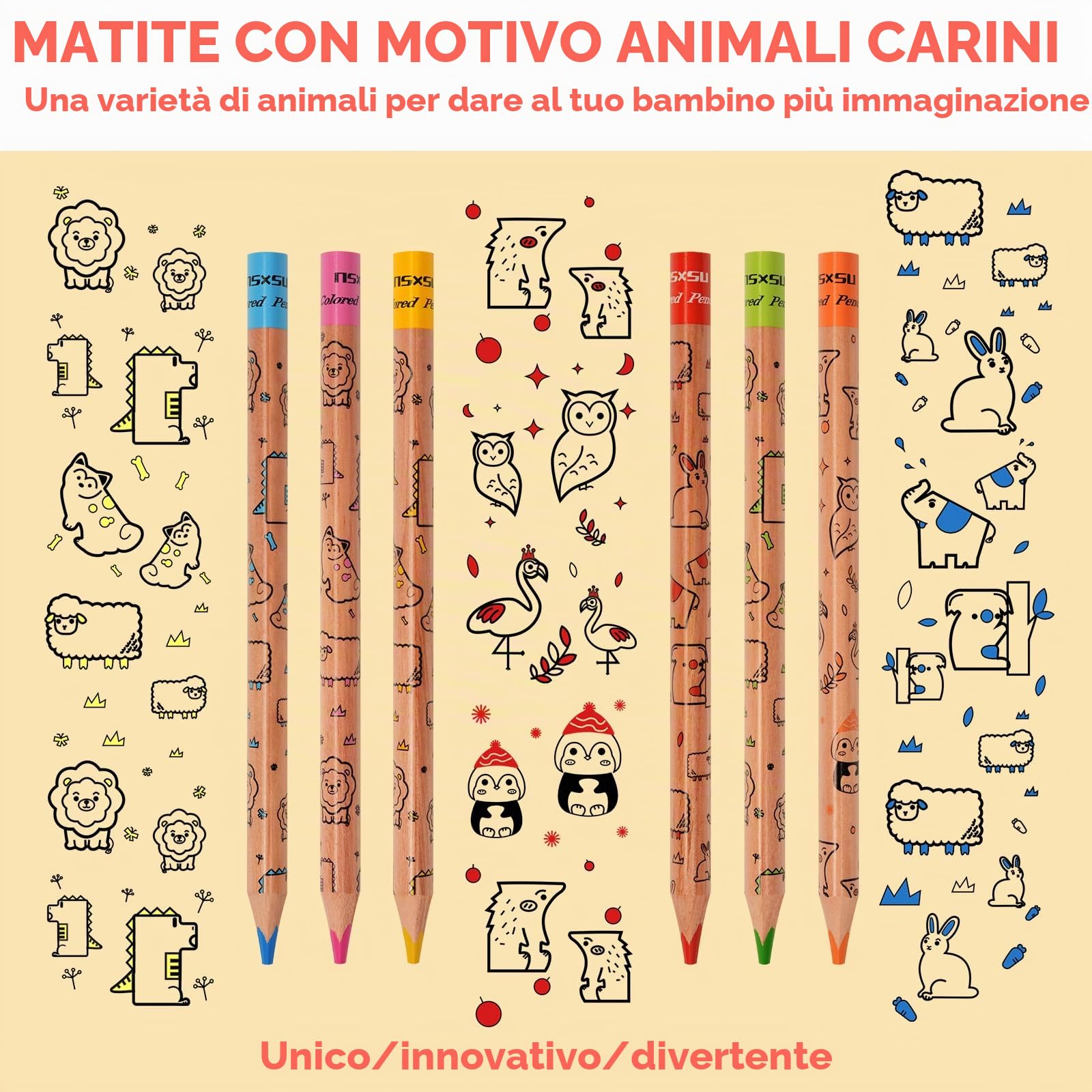 nsxsu 12 matite colorate Jumbo per bambini, triangolari spesse, set per 3-12 anni, accessori artistici per cesti pasquali, impugnatura facile