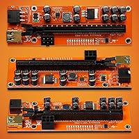Vista 2 de PCIE Riser VER 011 PRO - Extensión gráfica de 1x a 16x para minería de GPU, cable USB 3.0 de 23.6 in, 10 condensadores sólidos, 12 luces LED, 2 x 6