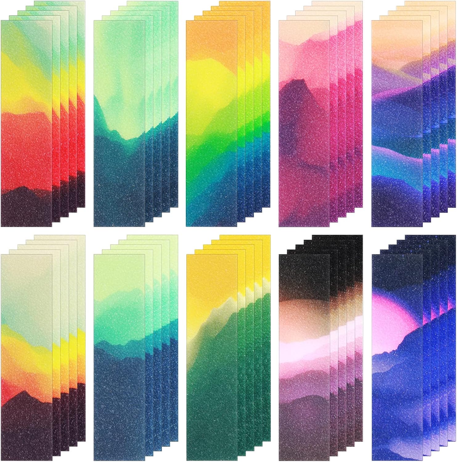 50 Pieces Calm Stickers Anxiety Sensory Stickers Textured Sensory Adhesives Clam Sensory Strips Anxiety Strips Adhesive Stress Relief Calming for Anxiety for Phone Shell Chain of Keys(Landscape)