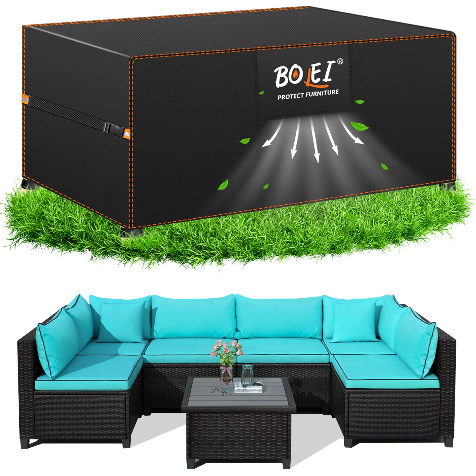Enzeno Afdekking voor tuinmeubelen, waterdicht, winterbestendig, afdekzeil, tuinmeubelen, rechthoekig, 420D Oxford, beschermhoes, tuintafel, afdekking, tuinmeubelen, tafel voor tuintafel, zitgroep Enzeno Afdekking voor tuinmeubelen, waterdicht, winterbestendig, afdekzeil, tuinmeubelen, rechthoekig, 420D Oxford, beschermhoes, tuintafel, afdekking, tuinmeubelen, tafel voor tuintafel, zitgroep
