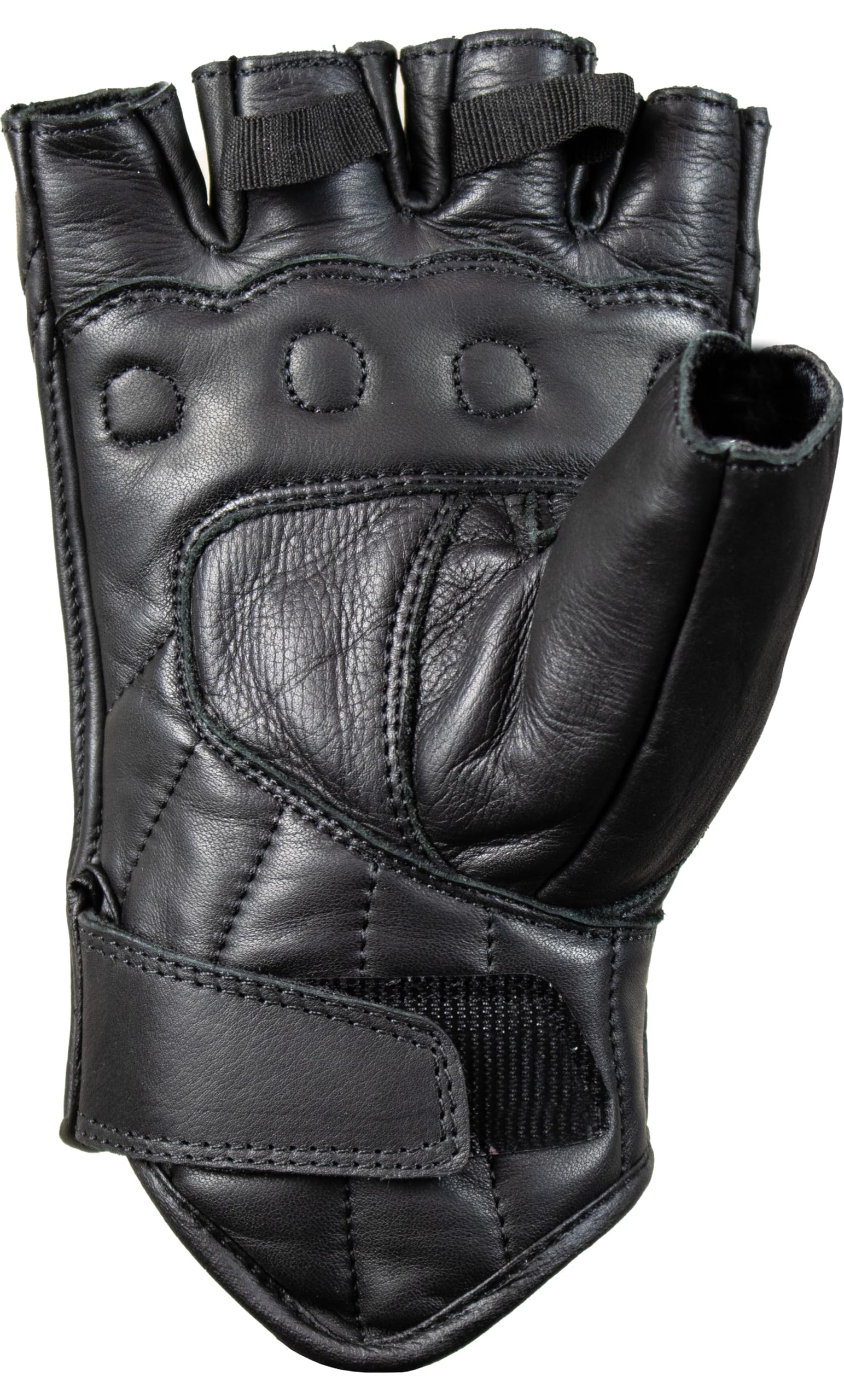 MDM Guanti Moto Mezze Dita in Pelle per Uomo, Guanti Moto Estivi con Protezione Nocche e Palmo Rinforzato