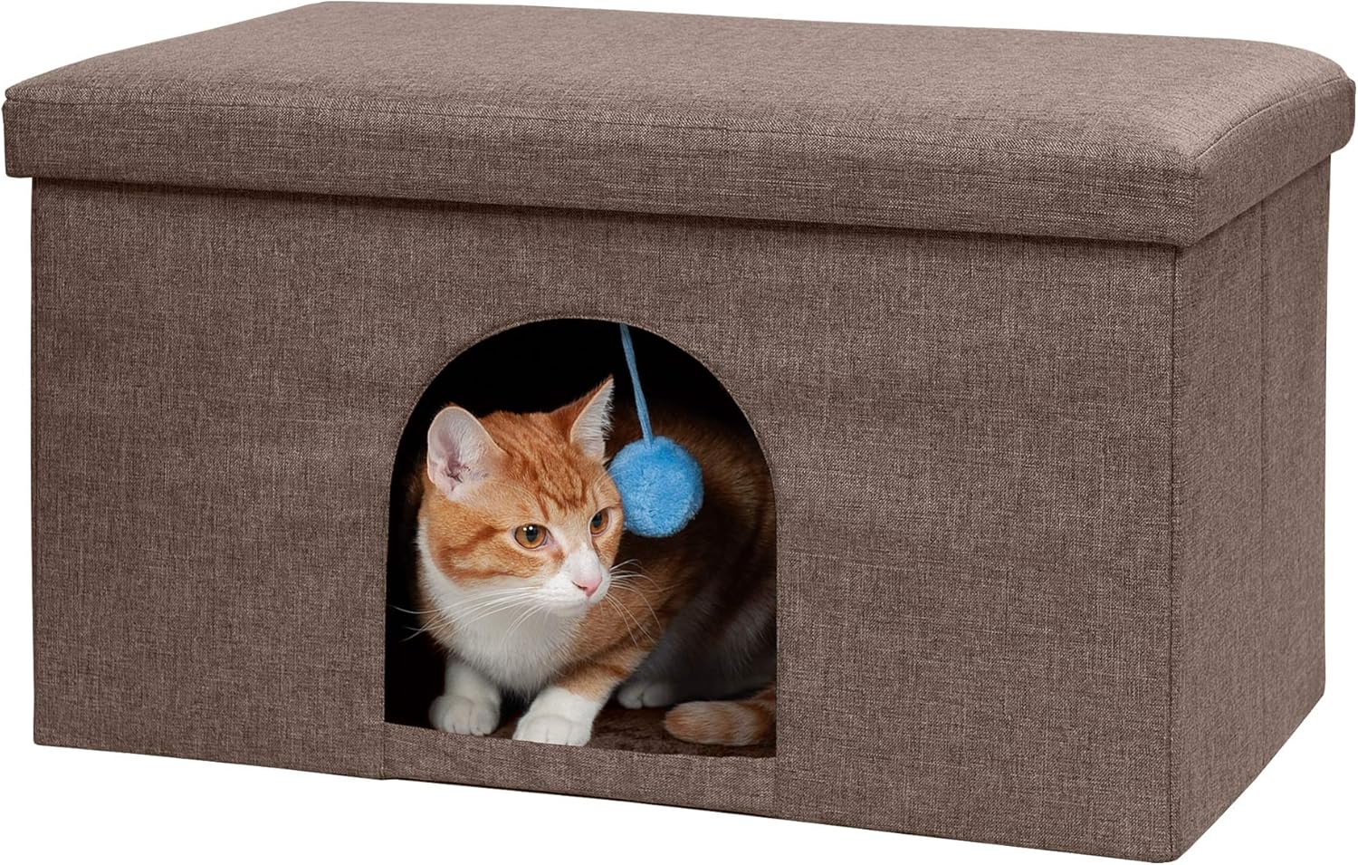 Furhaven Pet House for Cats and Small Dogs - Collapsible Living Room Ottoman Footstool Cat Cave Condo Storage, Stormy Gray, Large : Everything Else