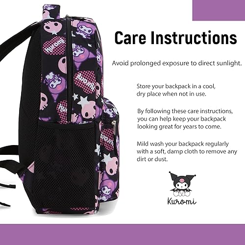 Miniatura 5 de Hello Kitty Allover Mochila escolar - Kitty, My Melody, Kuromi, Keroppi - Mochila escolar con licencia oficial, Negro -, Tamaño único, Japonés