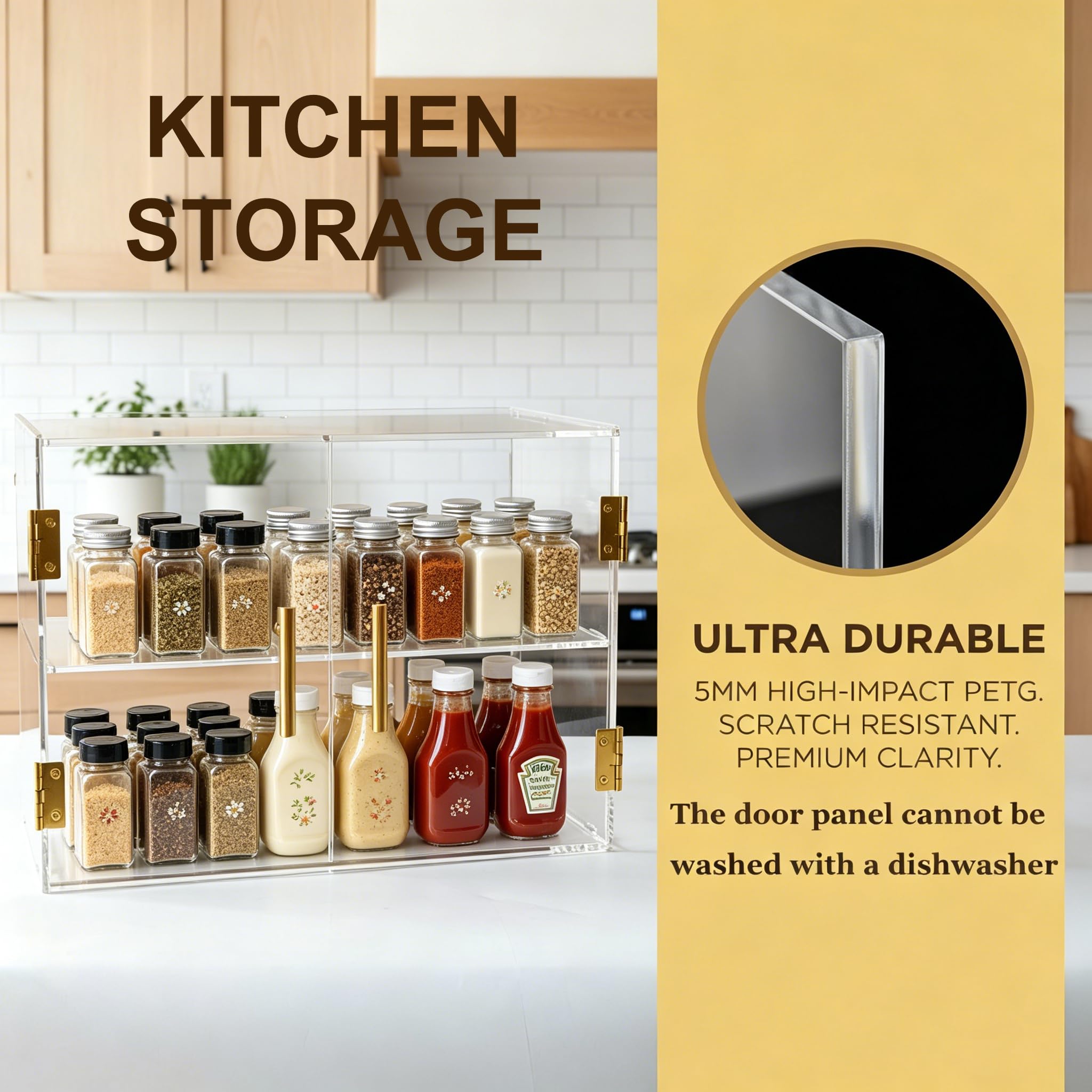 Vitrina expositora de panadería de 2 niveles con puerta elástica, vitrina acrílica comercial para mostrador de repostería, caja exhibidora de alimentos de 18.9" x 9.29" x 13.39"