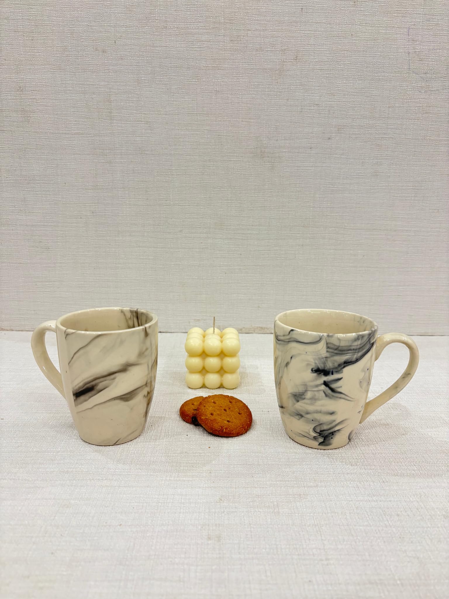 Idika Living Rakhi Gift Combo - 2 Ceramic Mugs & 1 Candle for Brother Bhaiya and Bhabhi, Sister | Bhaiya Bhabhi Couple Rakhi Set of 2 | Premium Gift Set