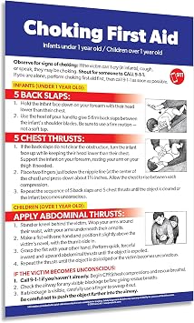 ZOCO Infant & Child Choking Poster Heimlich Maneuver First Aid Chart for Daycare, Preschool, School Nurse & Home Safety Laminated 12x18 Emergency Preparedness Must-Have