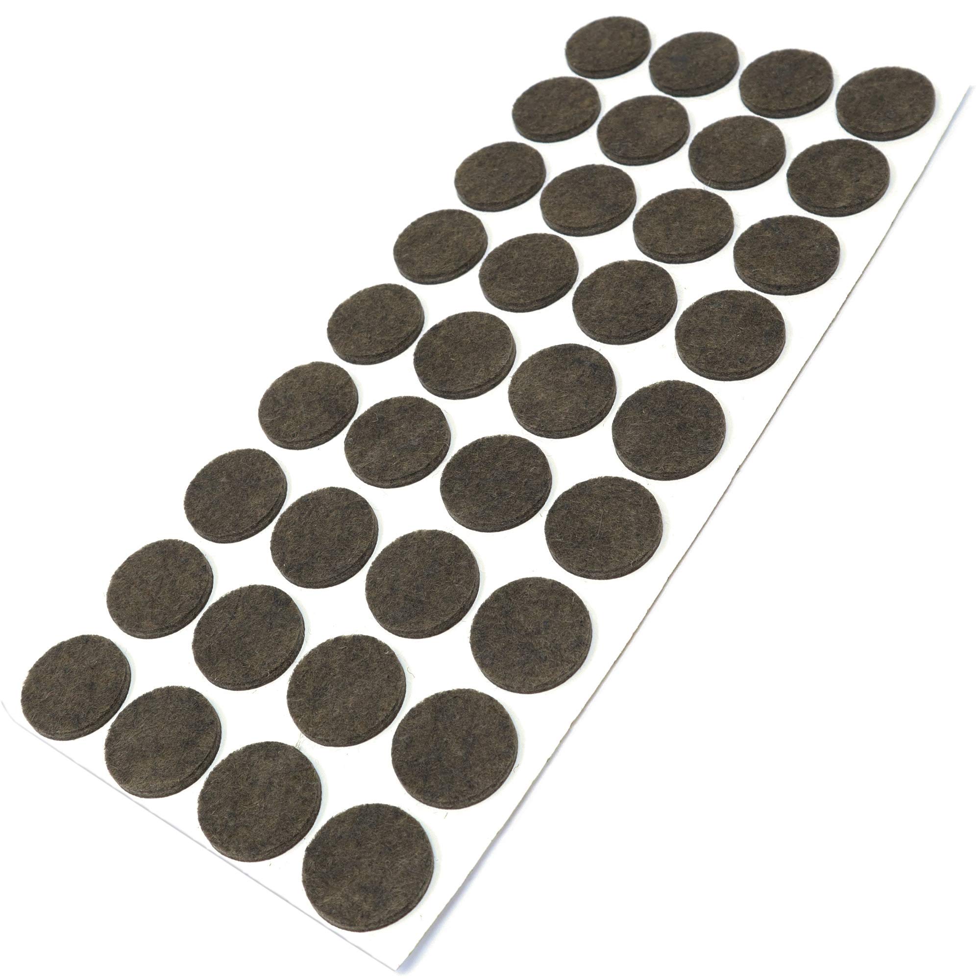 Adsamm® / 36 x self-stick felt pads / Ø 0.94'' (Ø 24 mm) / brown / round / felt thickness of 0.138''(3.5 mm) / self-adhesive furniture glides in top-quality