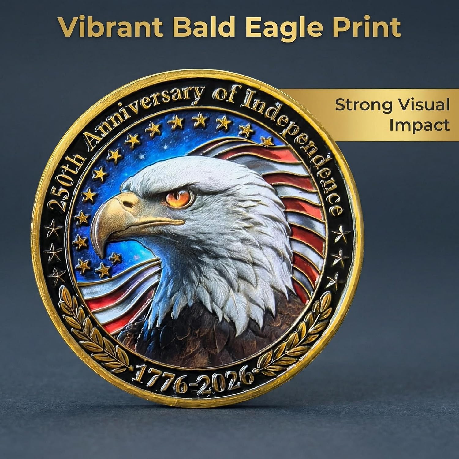 USA 250th Anniversary Challenge Coin with Protective Case - Heavyweight Zinc Alloy Independence Collectible, Patriotic Keepsake & Gift for History Lovers, Veterans & Fourth of July (1.57")