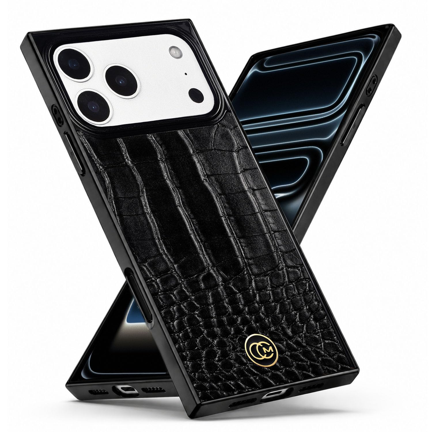 COCOMII Rectangle for iPhone 17 Pro Max Case, Black Crocodile Leather | Compatible with MagSafe Wireless Charging, Shockproof 10ft Drop Protection, Camera & Screen Protection, Premium Glossy Finish Black Crocodile Leather iPhone 17 Pro Max (6.9")