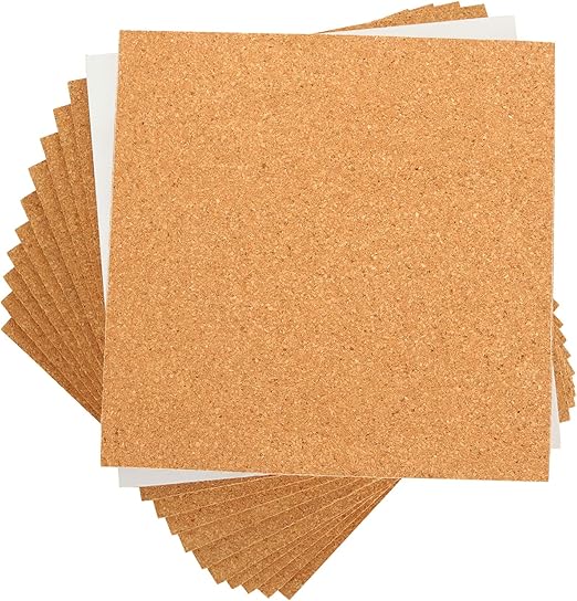 YOUNTHYE 10PCS SelfAdhesive Cork Board, 21cm/8inch Square Cork Tiles