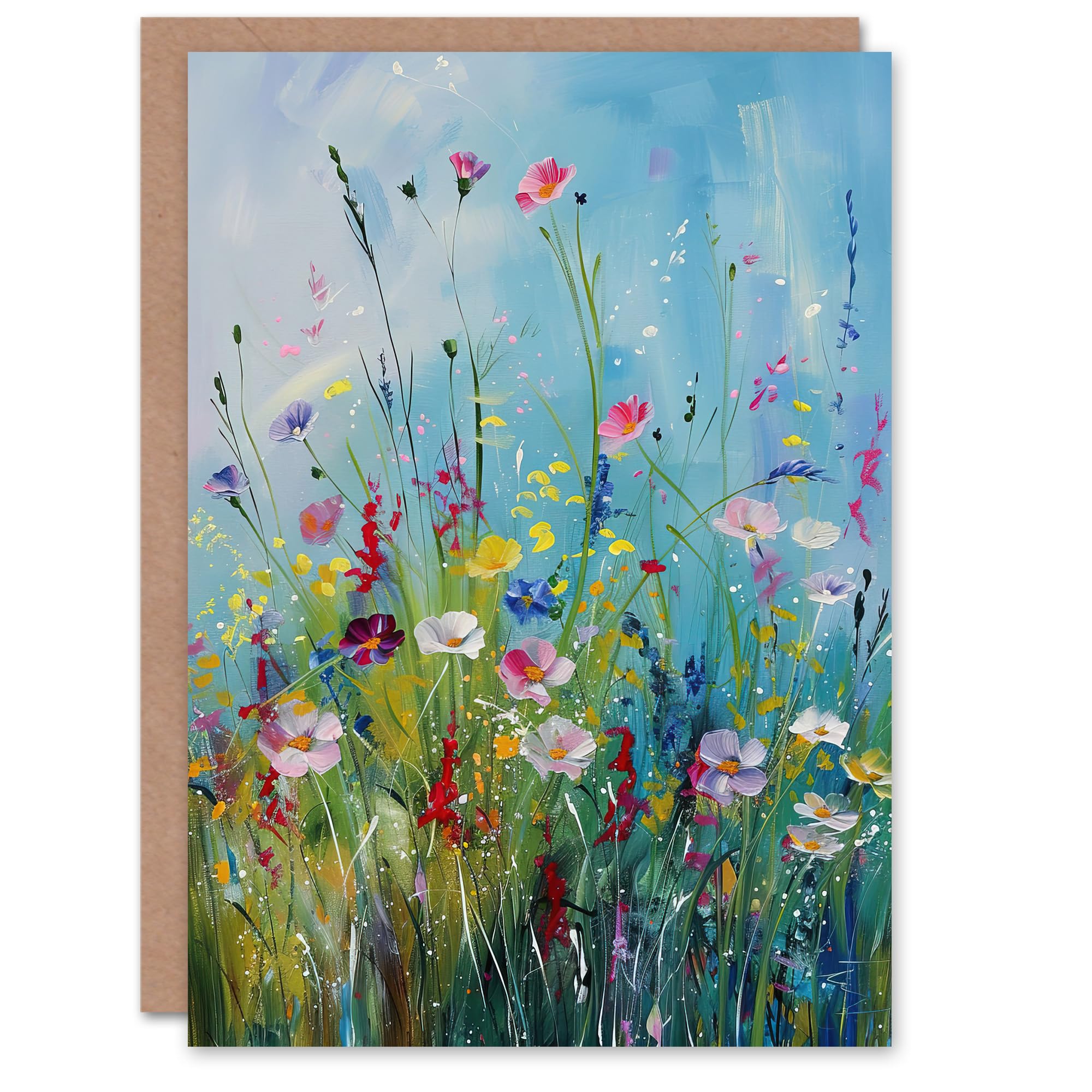 Artery8 Delicate Wildflower Meadow Floral Painting Greeting Birthday Card Him Her All Blank