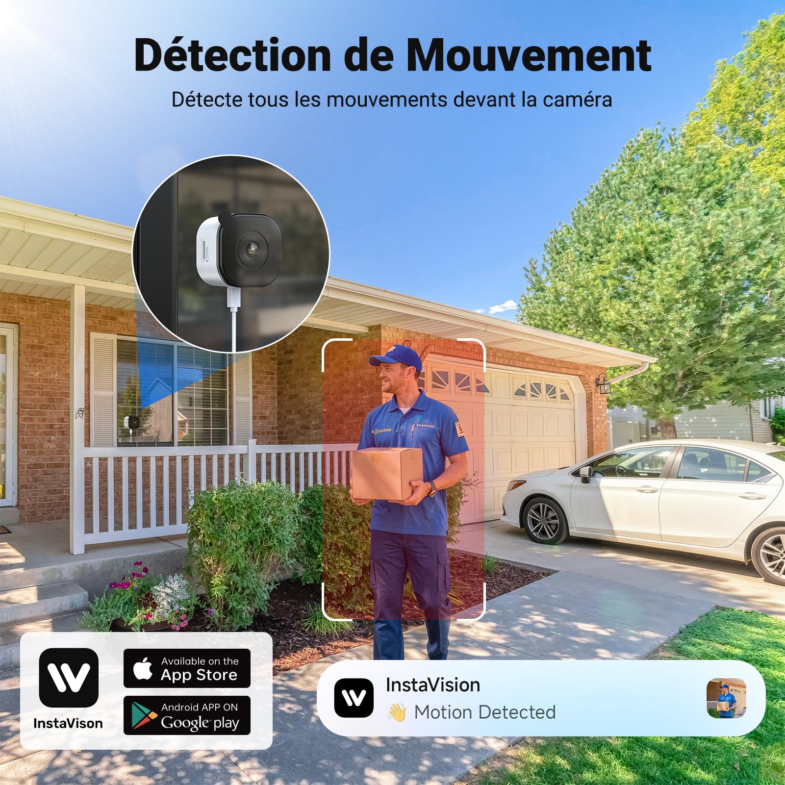 Caméra Magnétique pour Fenêtre 2K Sans Perçage, Surveillance Wi-Fi 2,4/5 GHz Intérieur, Vision Nocturne Couleur Starlight, Détection Personnes, Enregistrement 24/7