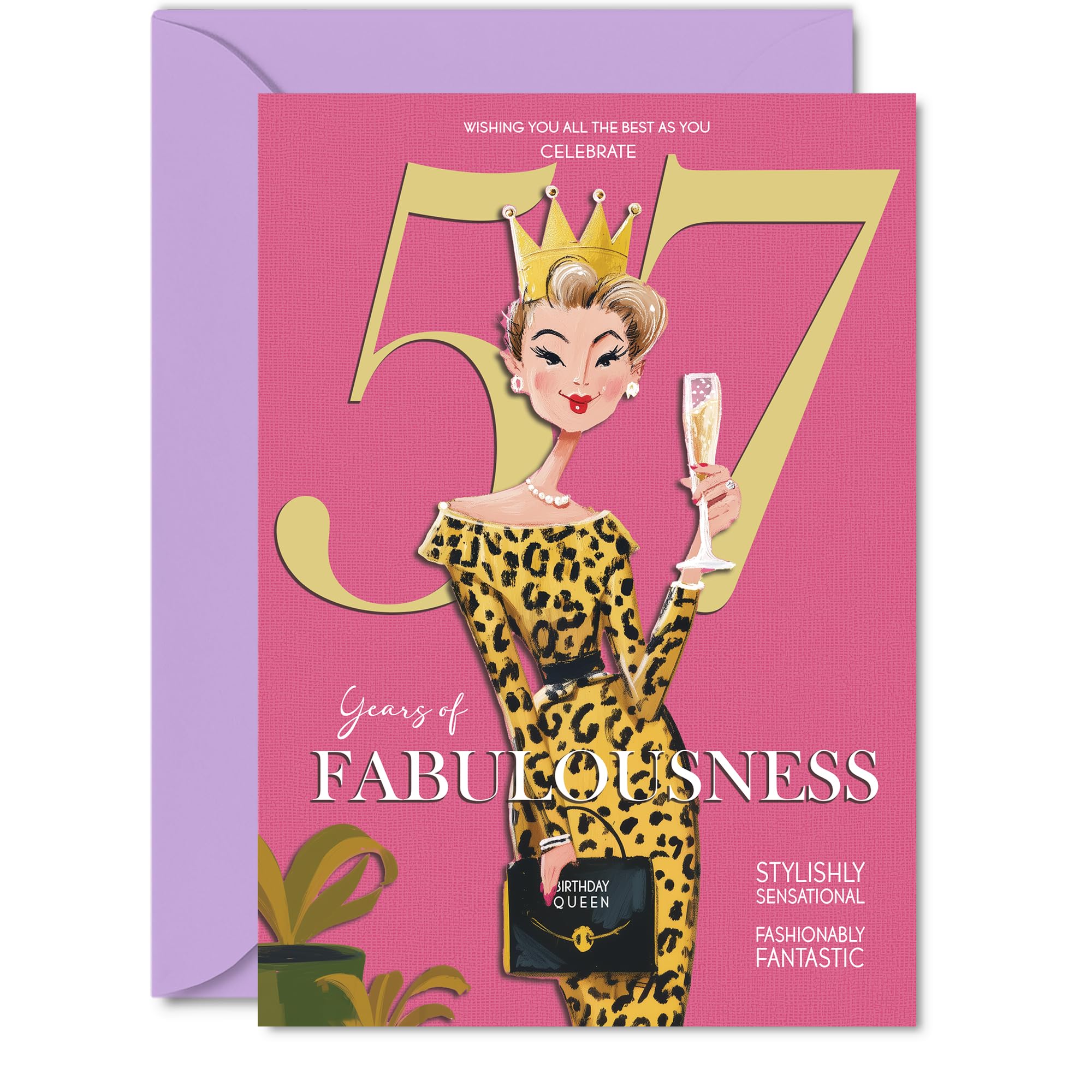 57th Birthday Cards for Women - Years Of Fabulousness - Happy Birthday Card for 57 Year Old Woman Colleague Neighbour Sister Friend, 5x7 Inch Bday Greeting Cards