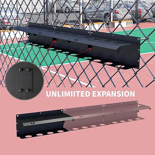 Miniatura 4 de Estante de remo de pickleball para montar en pared o valla, con capacidad para 4812 paletas, diseño expandible para interiores y exteriores (2)