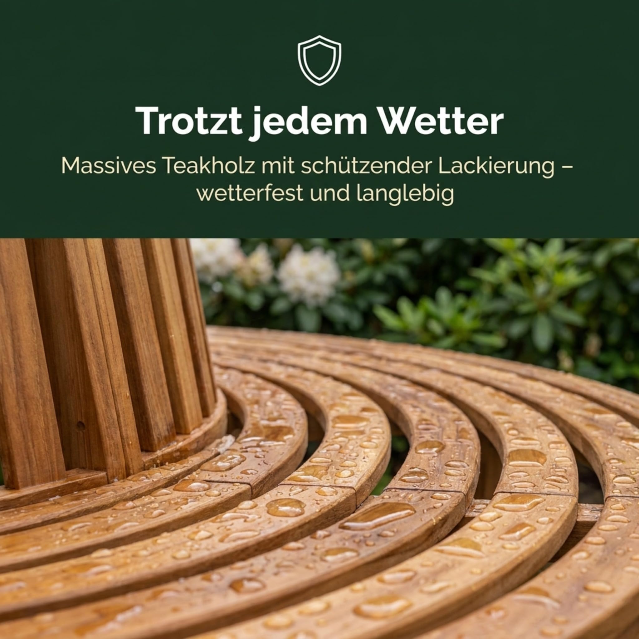 SAM Premium Baumbank Timo rund 220 cm, 360° Rundbank um den Baum aus Teakholz massiv, wetterfeste Gartenbank für bis zu 10 Personen, Holzbank rund für Garten und Terrasse