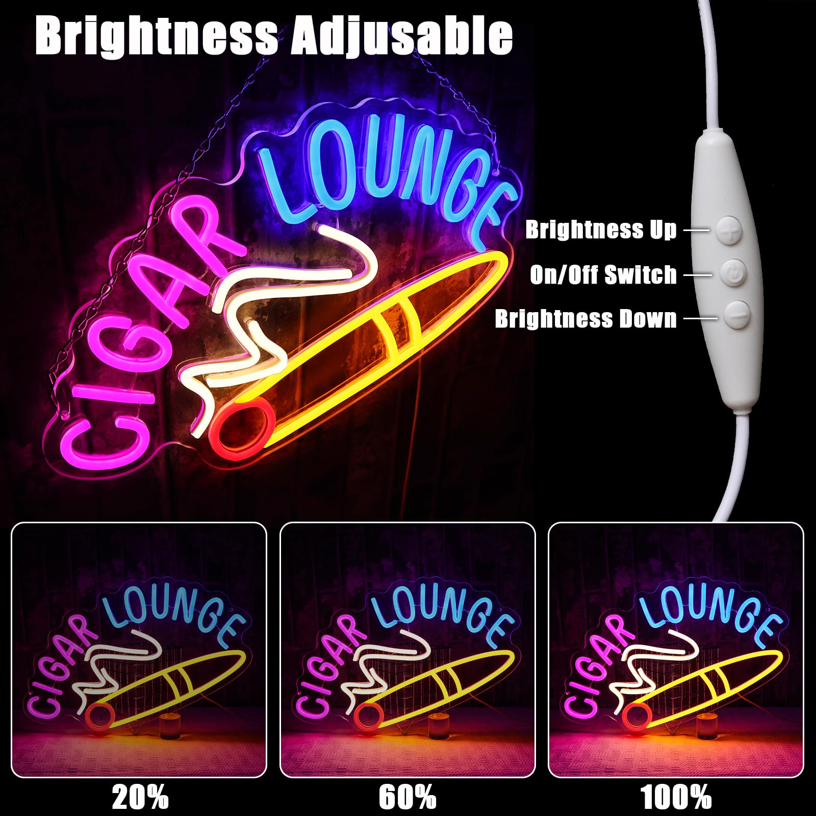 Cigar Lounge Neon Scudo sigari Led Targa al neon Parete Sigarette Neon Sign USB Led Targa per Ricezione Camera Fumare Negozi Bar Man Cave Store Home Business Pub Party Decor