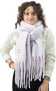 Bufanda de Mujer para Invierno XXL 248x39cm. Bufanda Suave y Cálida. 100% Poliéster con Flecos. 28 Colores Lisos o Estampados de Cuadros para Uso Diario