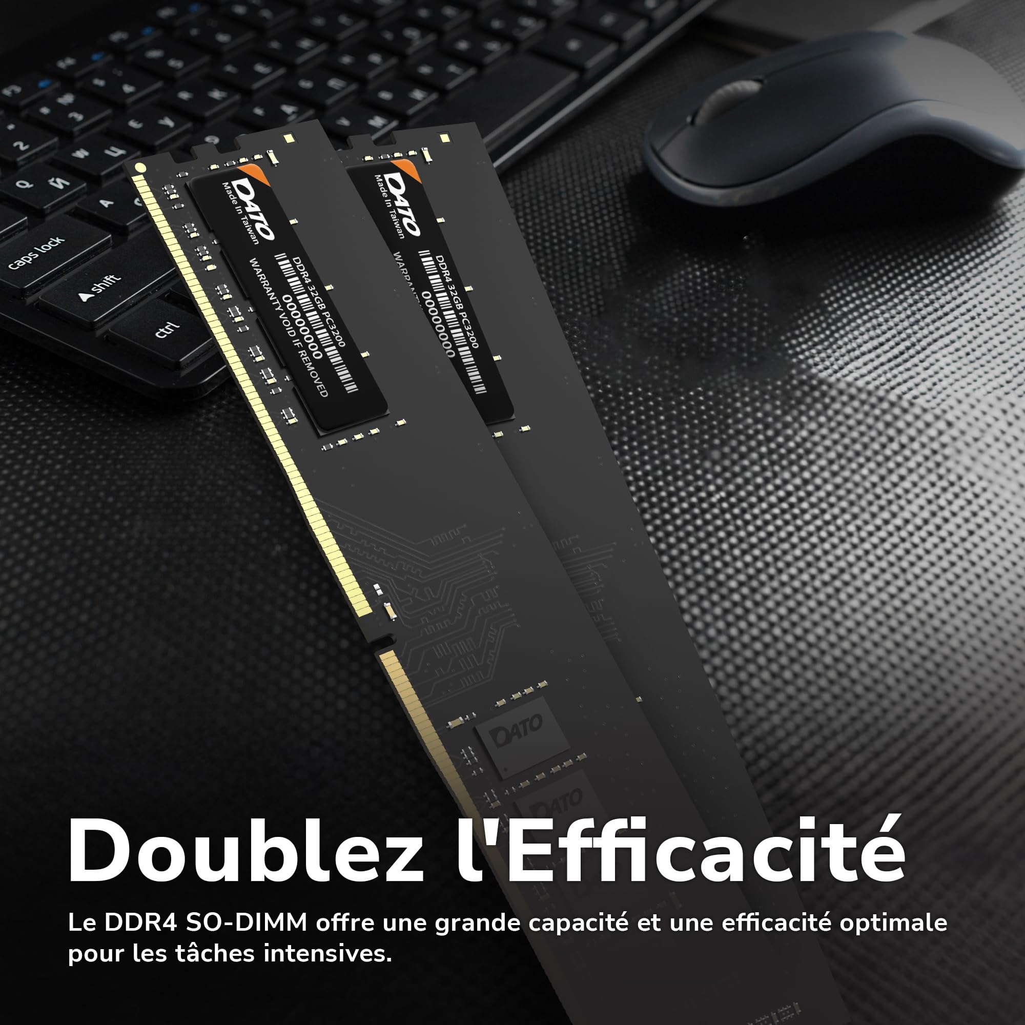DATO 16Go DDR4 3200MHz PC4-25600 Non-ECC 1.2V CL22 288 Broches UDIMM pour Ordinateur de Bureau Module de mémoire Mise à Niveau