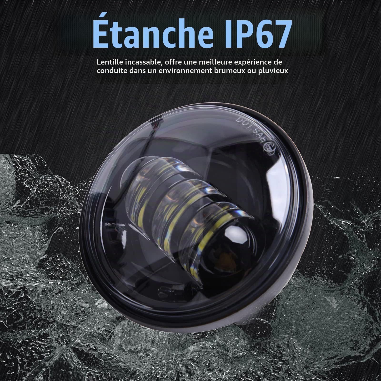 JMTBNO 2 pièces 4.5 Pouces Antibrouillard 30W LED Moto Lumière Lampe de Conduite Auxiliaire Compatible avec Harley Touring Road King Street Glide Road Glide Electra Glide Ultra Limited