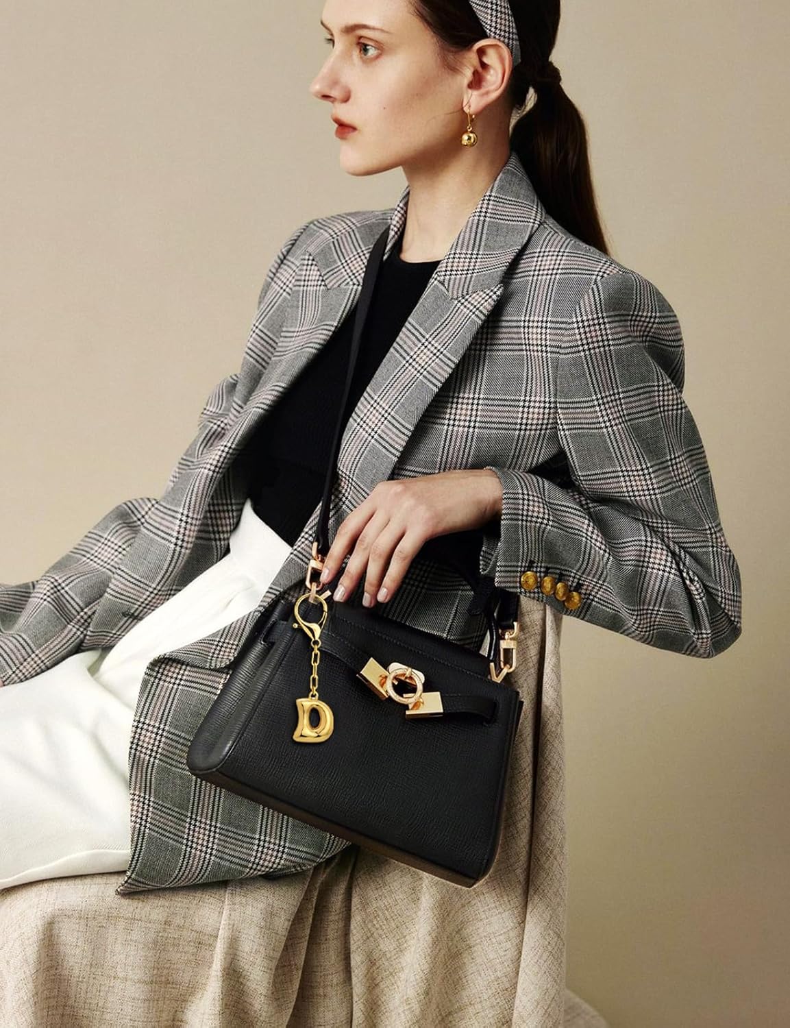 WOWORAMA Initial Letter Keychain for Women Chunky Gold Bubble Letter Bag Charm Purse Charm Personalized Keyrings Accessories - Image 8