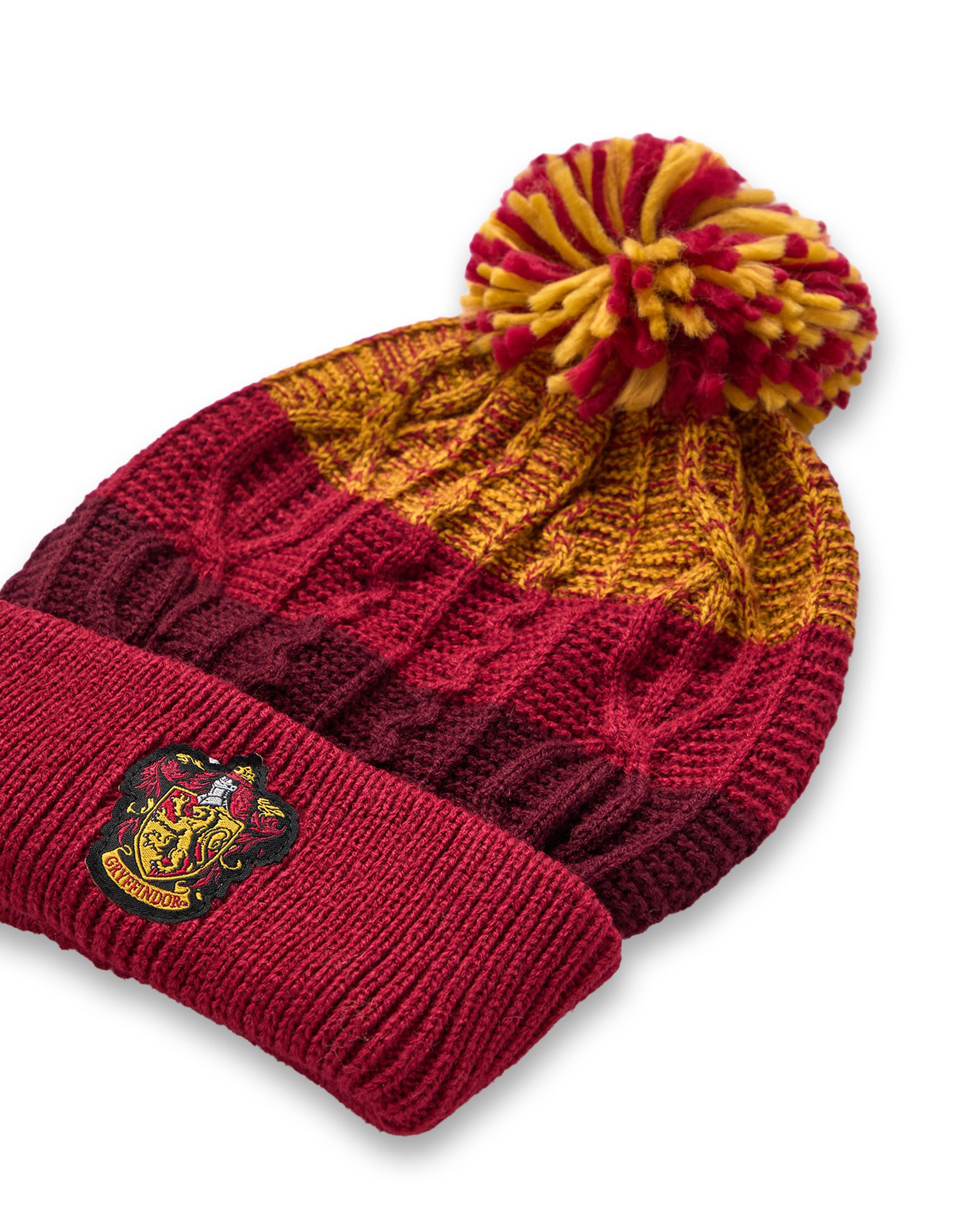 Harry Potter Ensemble chapeau et gants Enfants | Garçons Filles Gryffondor Serdaigle Serpentard Poufsouffle Options de la Maison Tricoté Pom Pom Beanie | Chapeau d'hiver magique taille unique