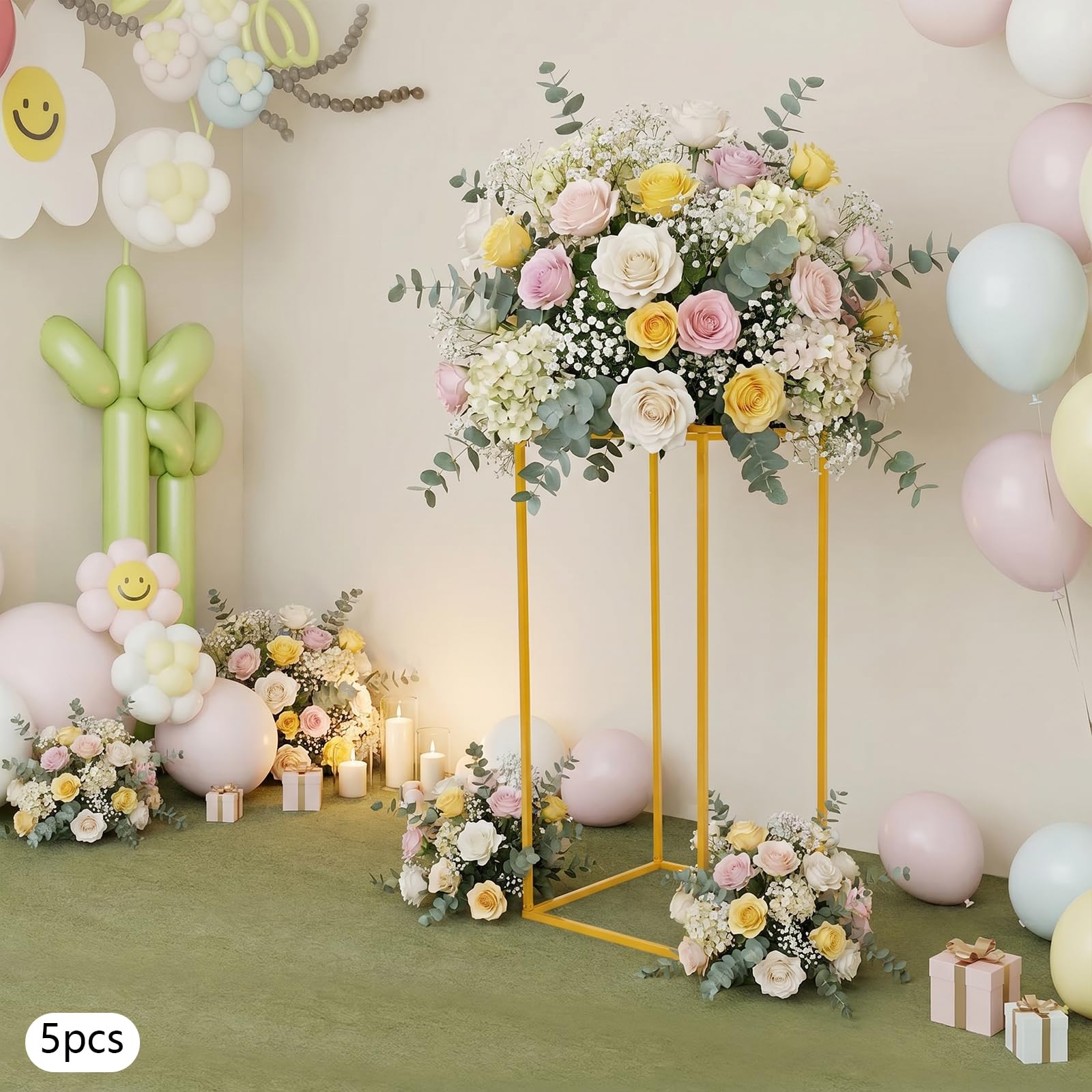 5 supporti per fiori per matrimonio, vasi rettangolari