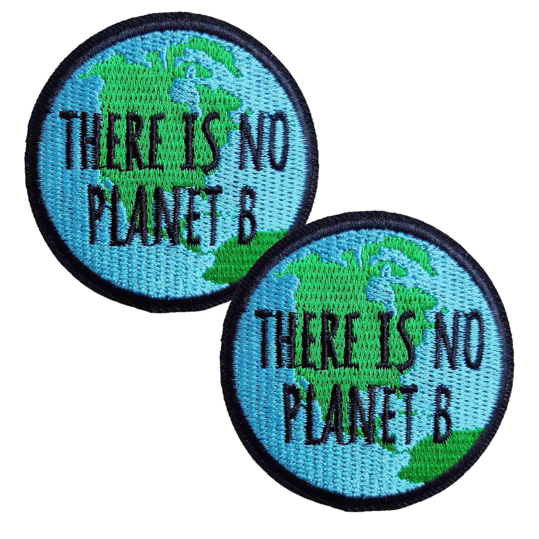 Embroidered Iron-on Patches for Clothing: 2Pcs There is No Planet B World Map Iron On/Sew on Patch, Embroidered Patch Emblem Badge for Backpacks,Jeans, Jacket (AC06)